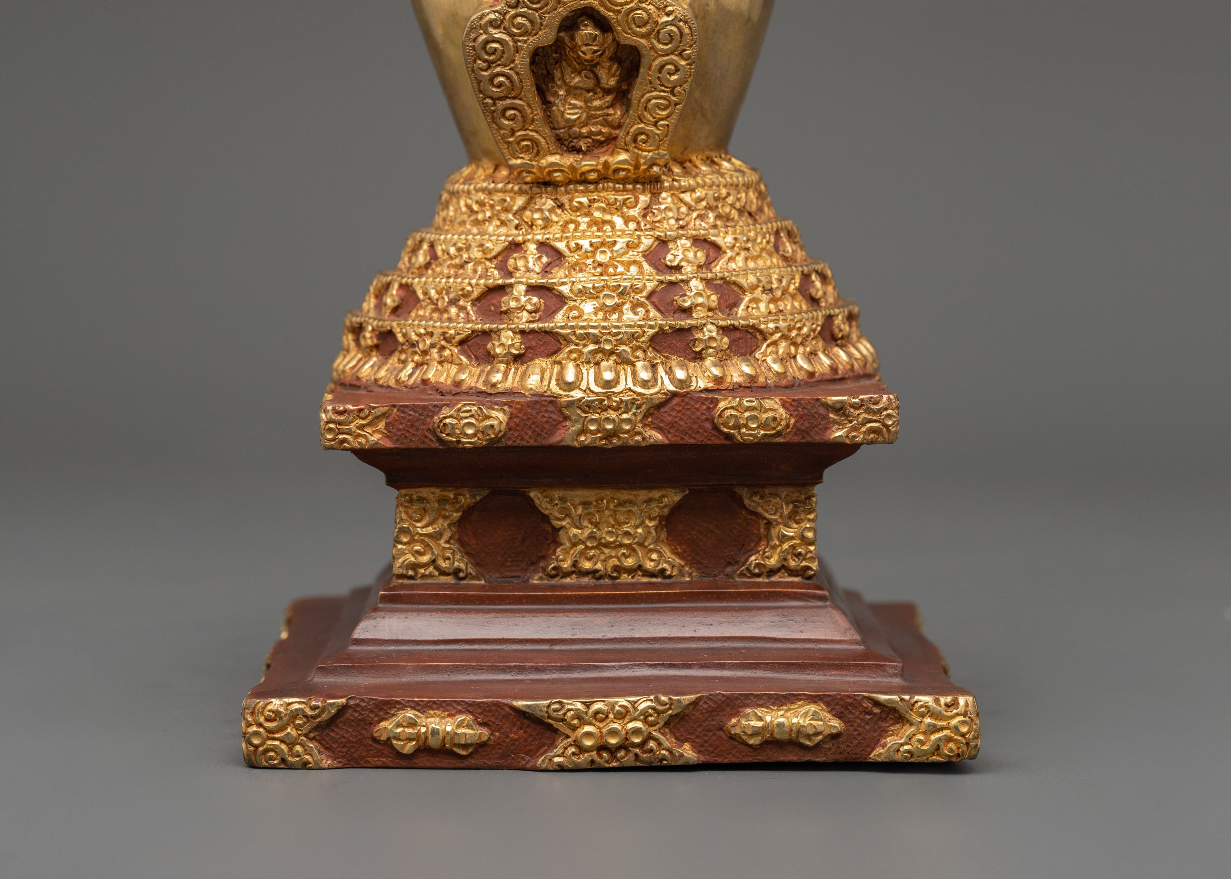 Oxidized Gold-Plated Stupa | Enlightenment and Devotion Symbol