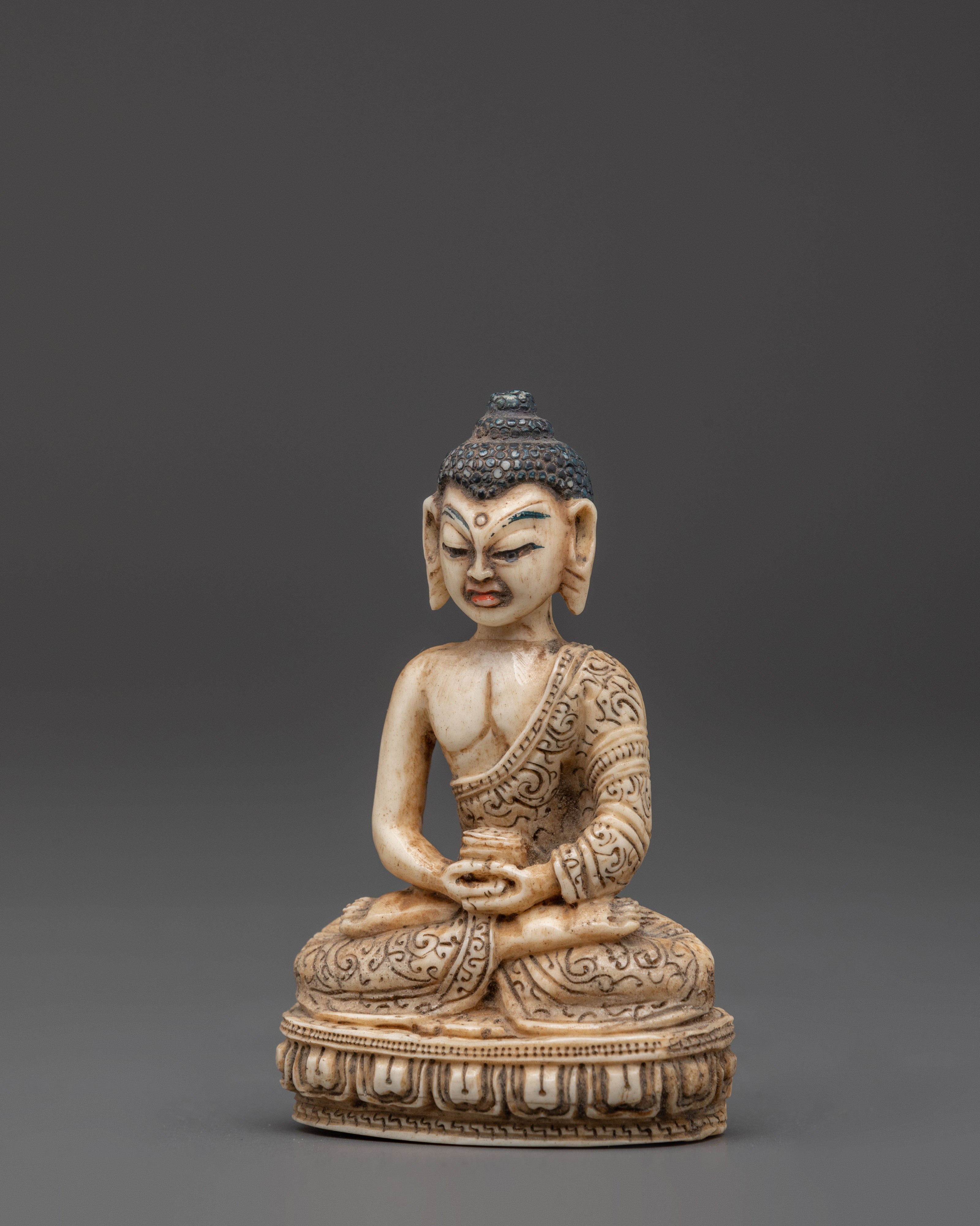 Sacred Ethically Sourced Yak Bone Amitabha Buddha Sculpture | Meditation Gift