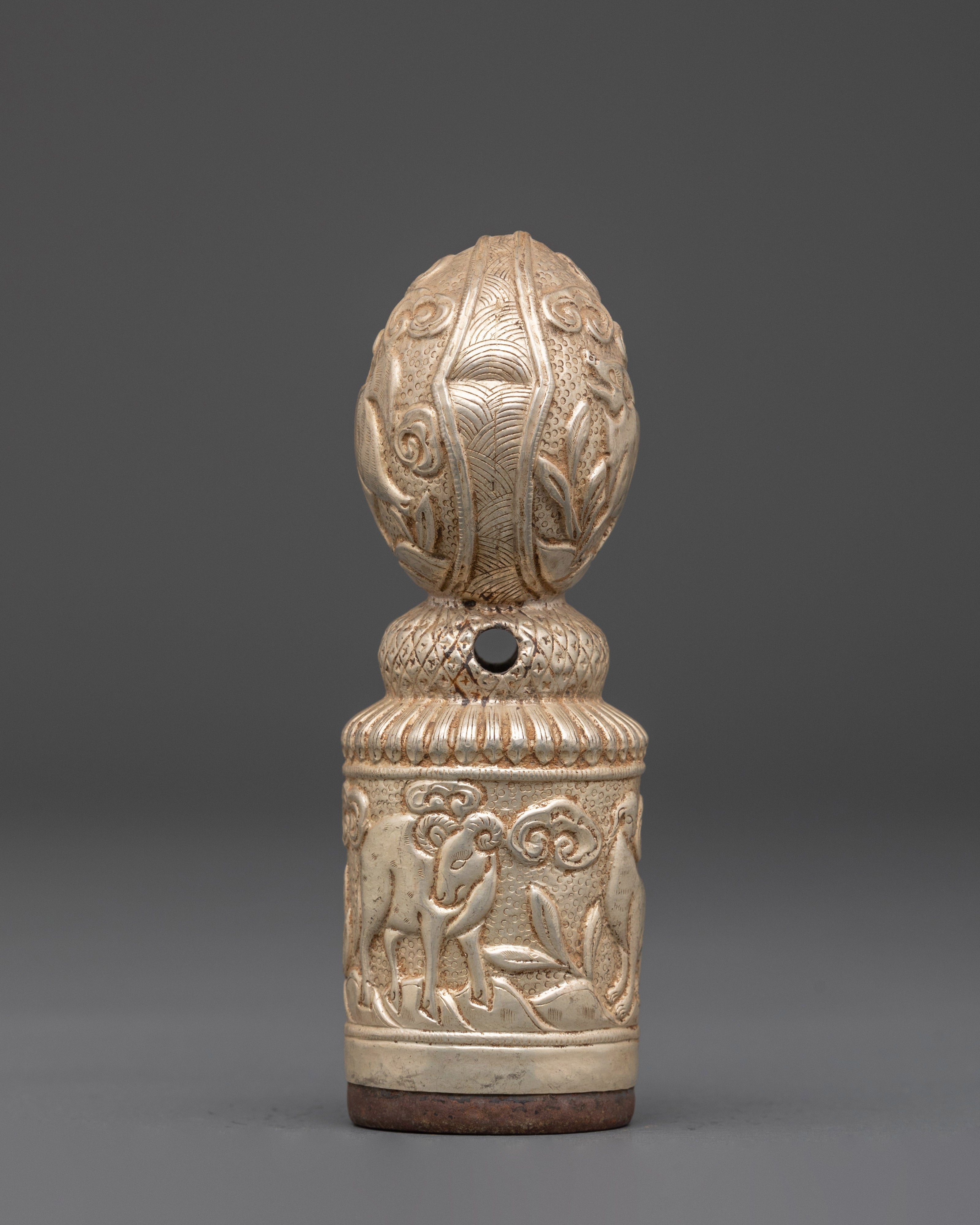 Traditional Engraved Seal | Handcrafted Silver-Plated Copper Artifact