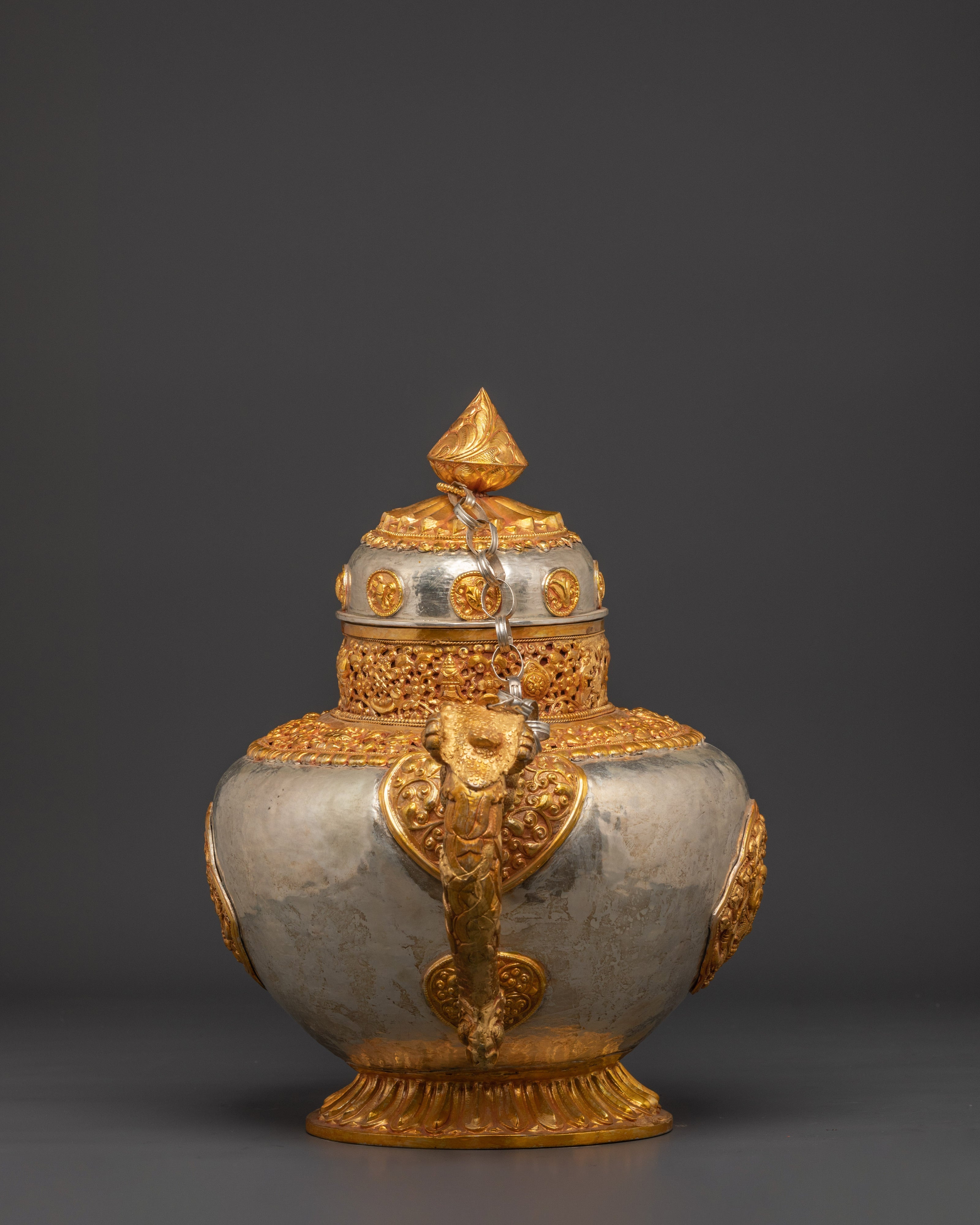 Handcrafted Traditional Teapot | Silver Plated with Gold Plated Copper
