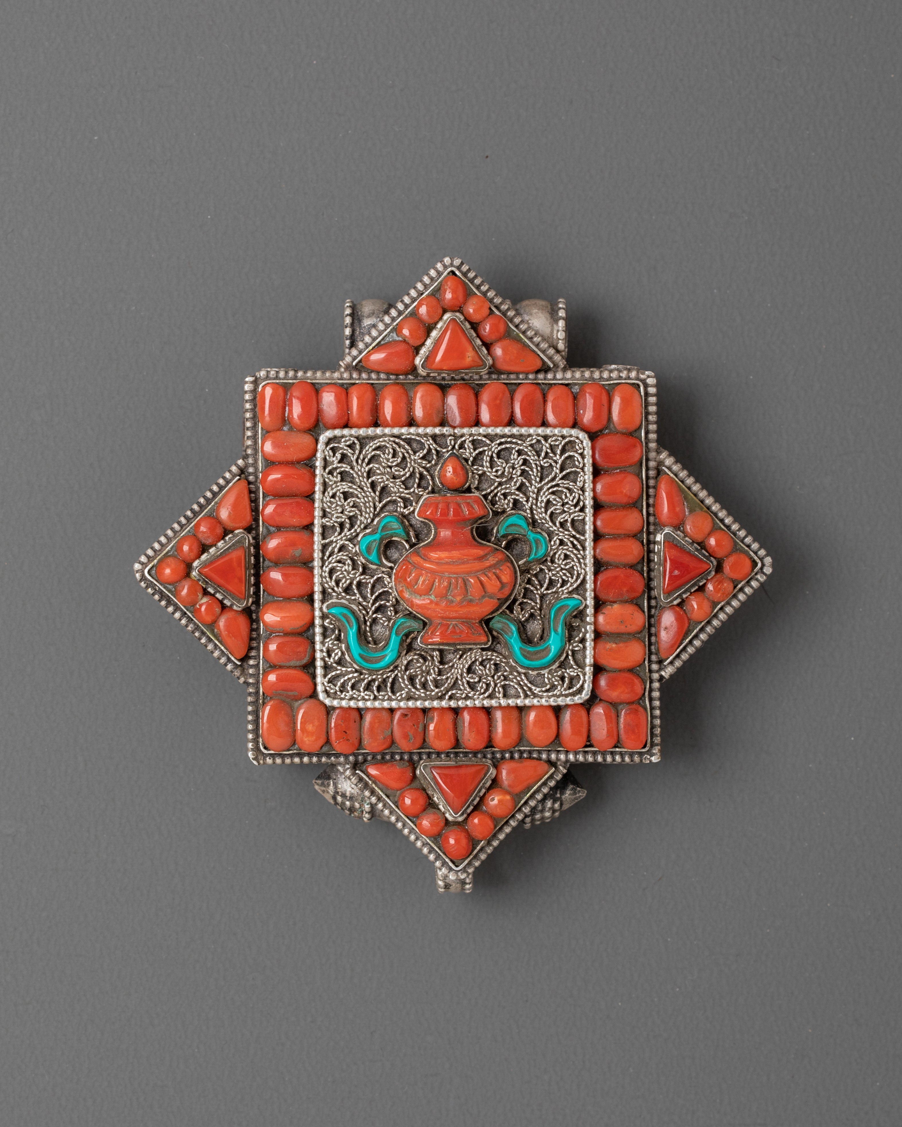 Silver Vase Design Ghau Box Locket