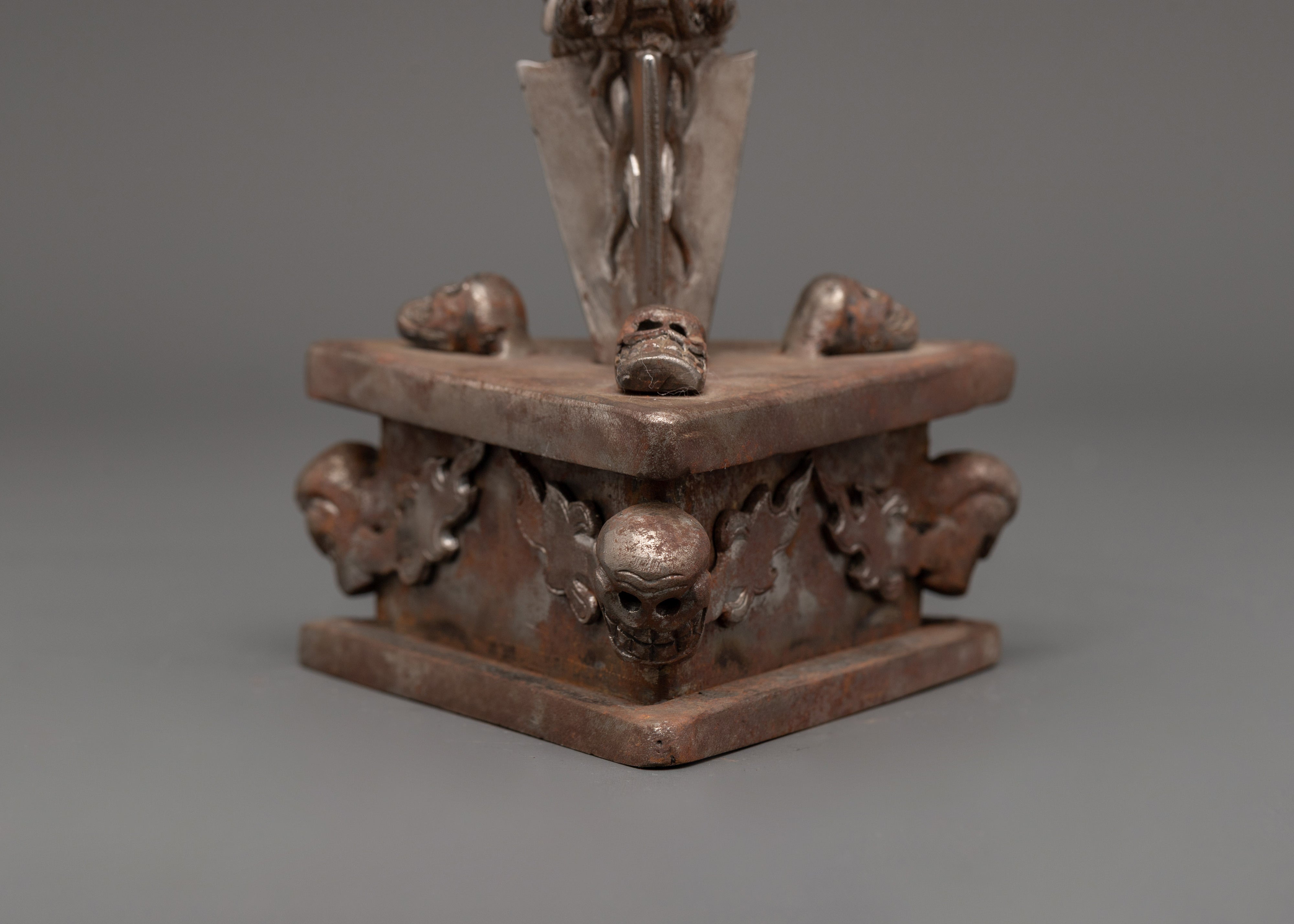 Phurba with a Wrathful Deity Holding Vajra | 25.5cm Ritual Tool