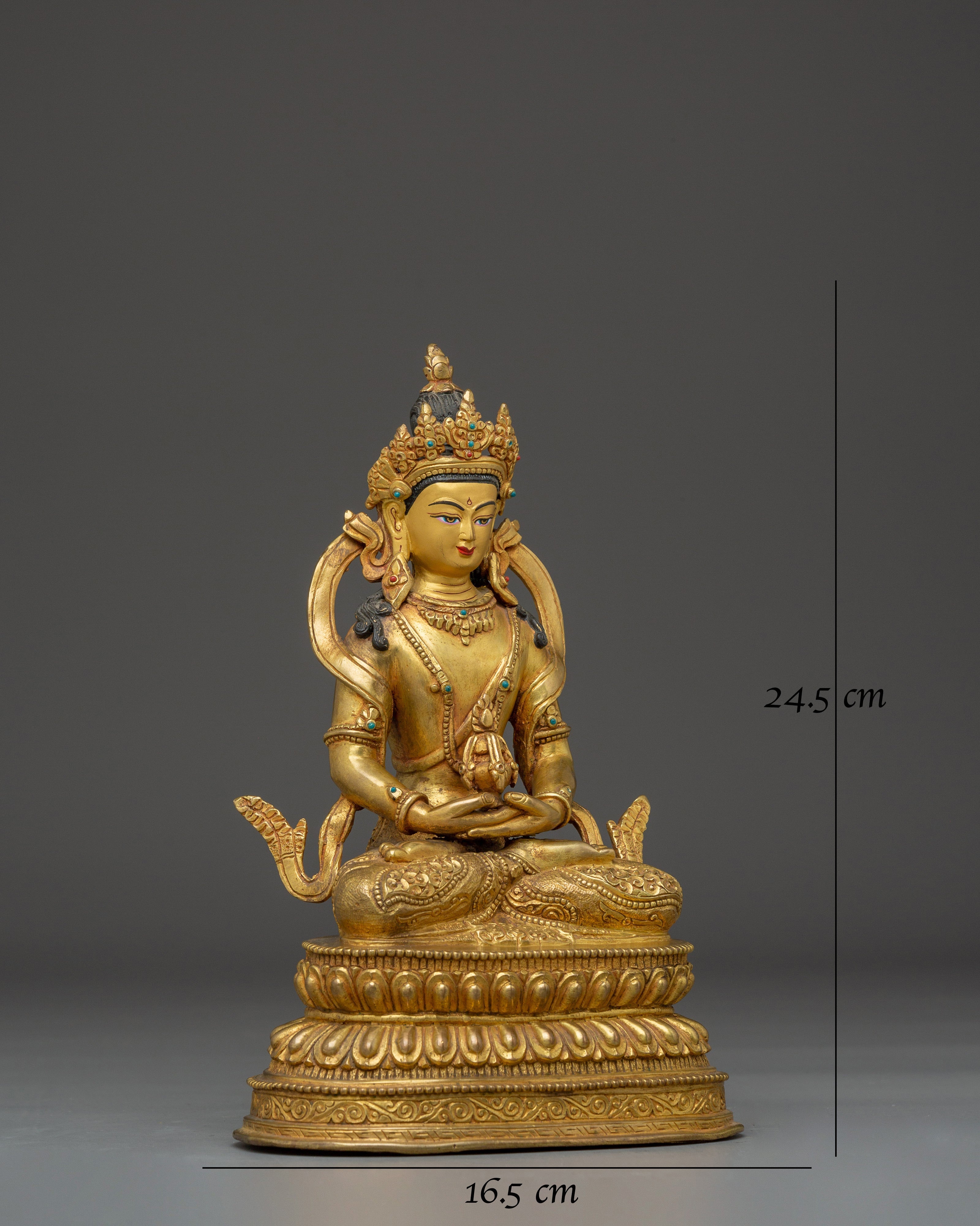 Gold Gilded Amitayus Buddha Copper Statue