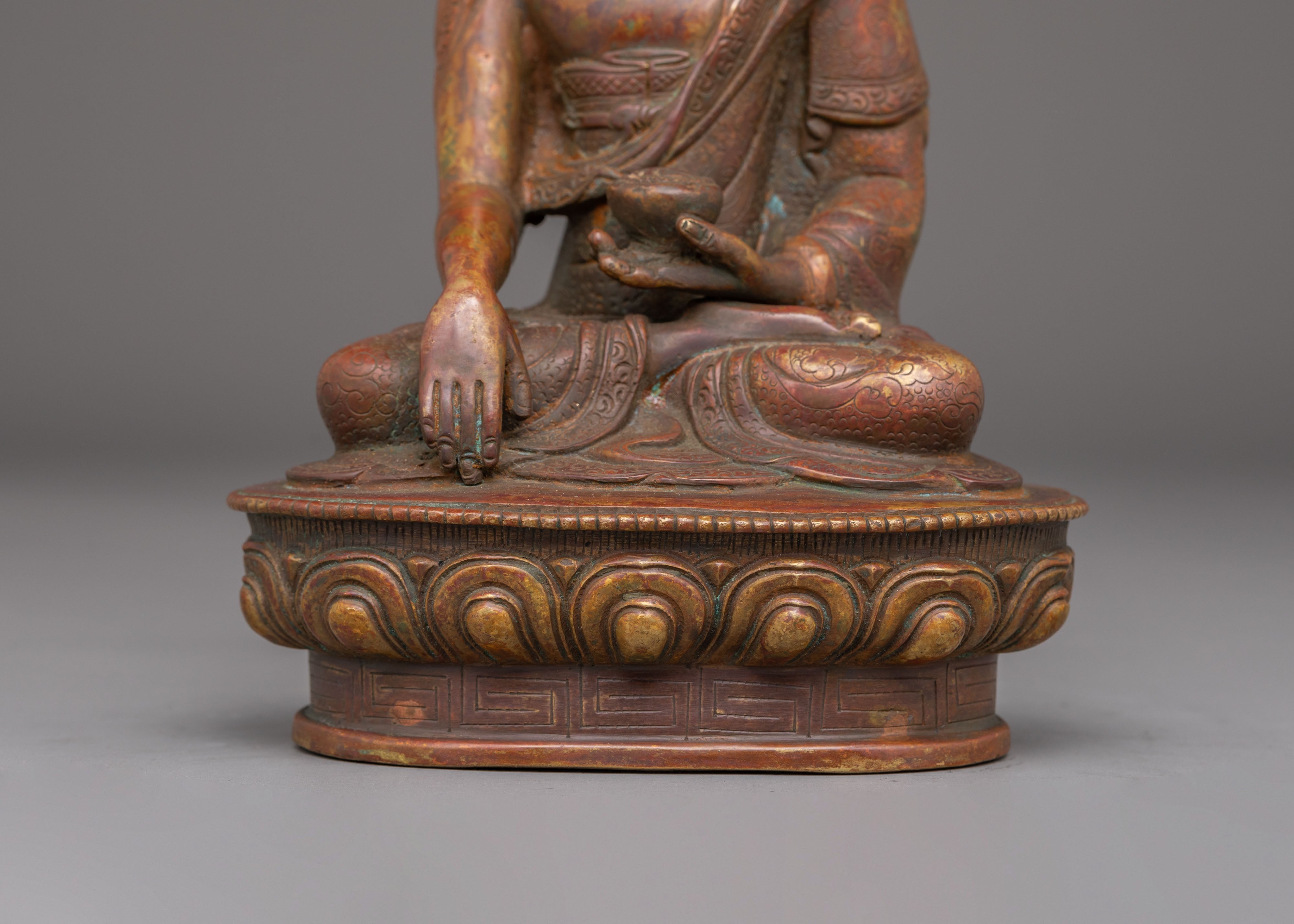 Sacred Shakyamuni Buddha Dharma Statue | Tibetan Copper Art for Meditation