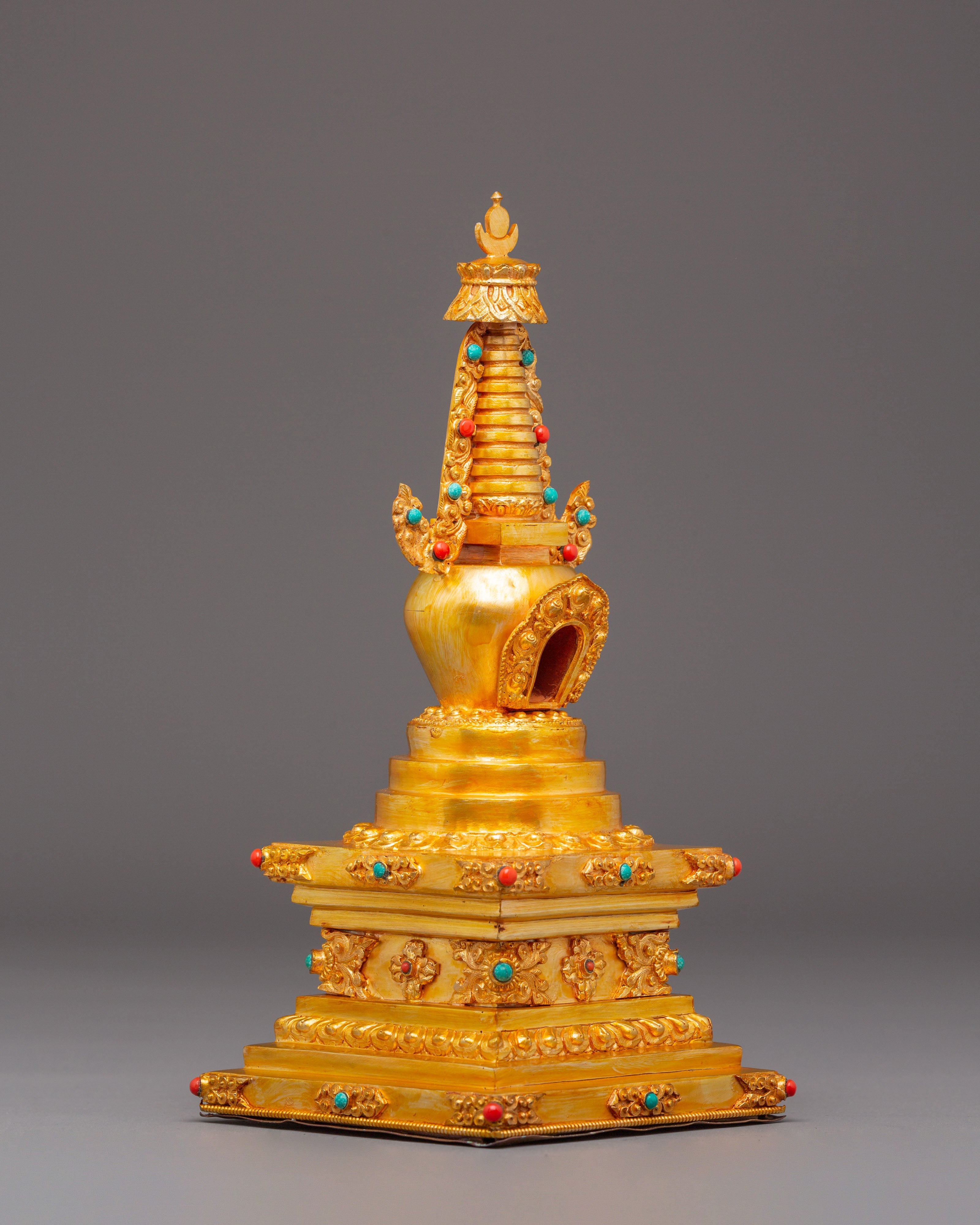 Golden Stupa for Altar | Tibetan Buddhist Stupa for Meditation
