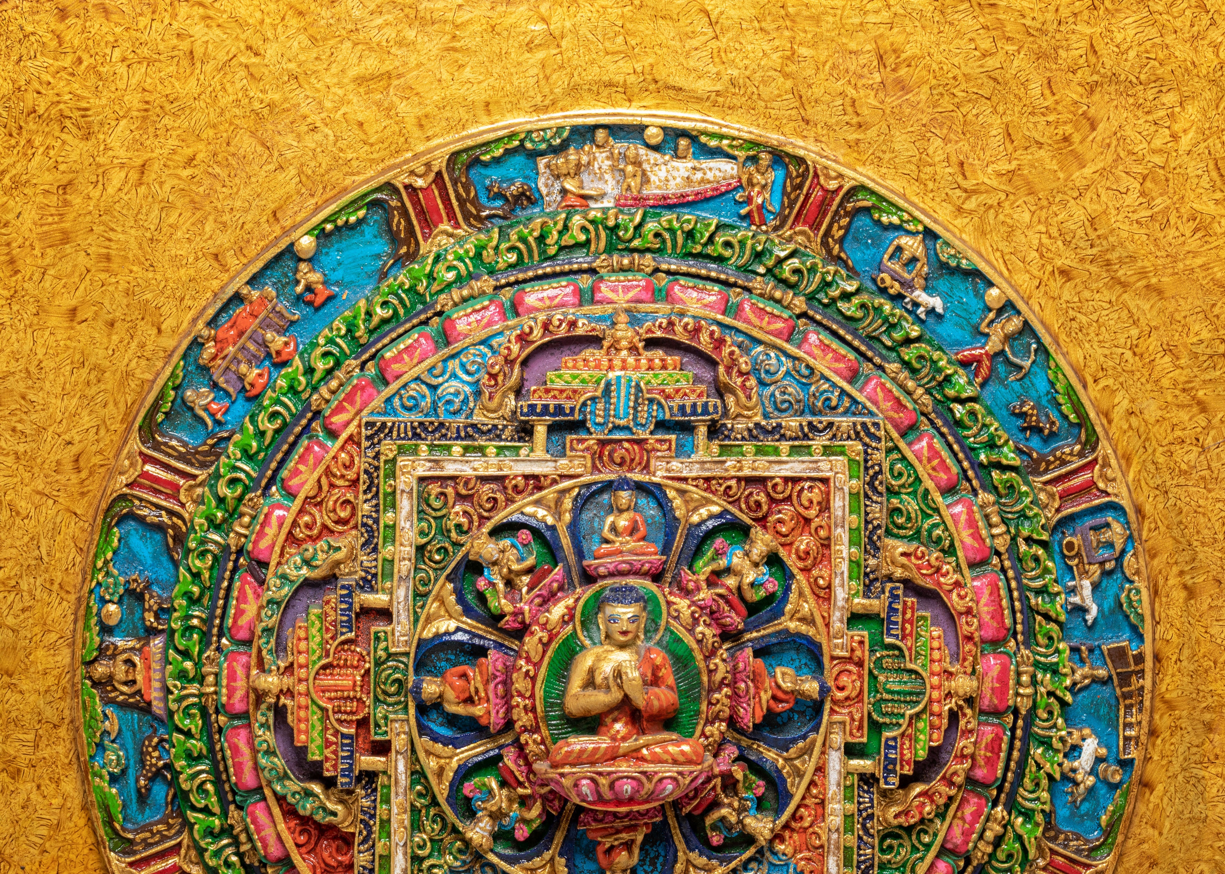 Handmade Vairocana Mandala Wall Hanging | Tibetan Buddhist Mandala Art