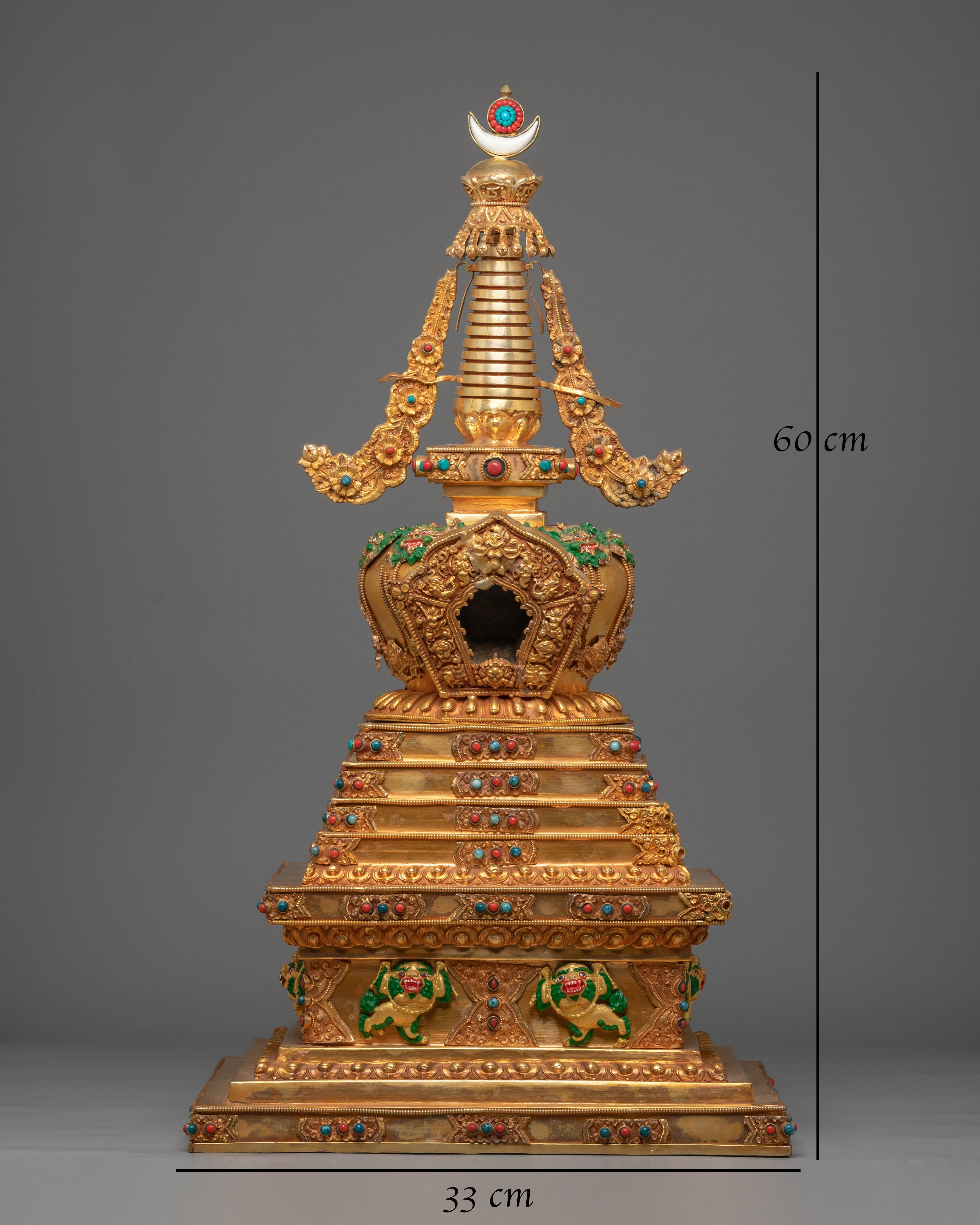 Spiritual Handcrafted Tibetan Stupa | Copper with Gold Plating