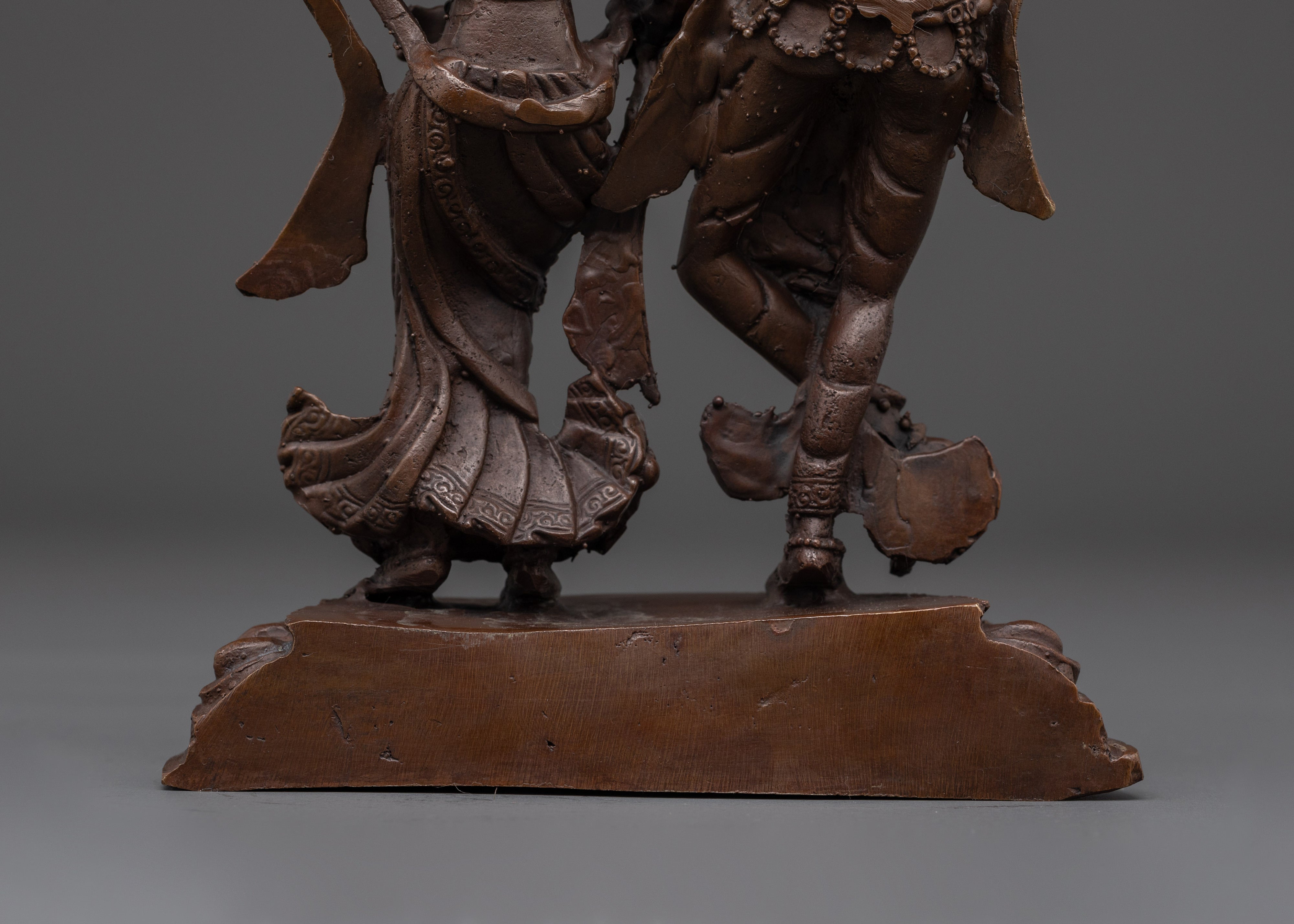 Krishna and Radha Brass Statue | Spiritual Hindu Deity Sculpture