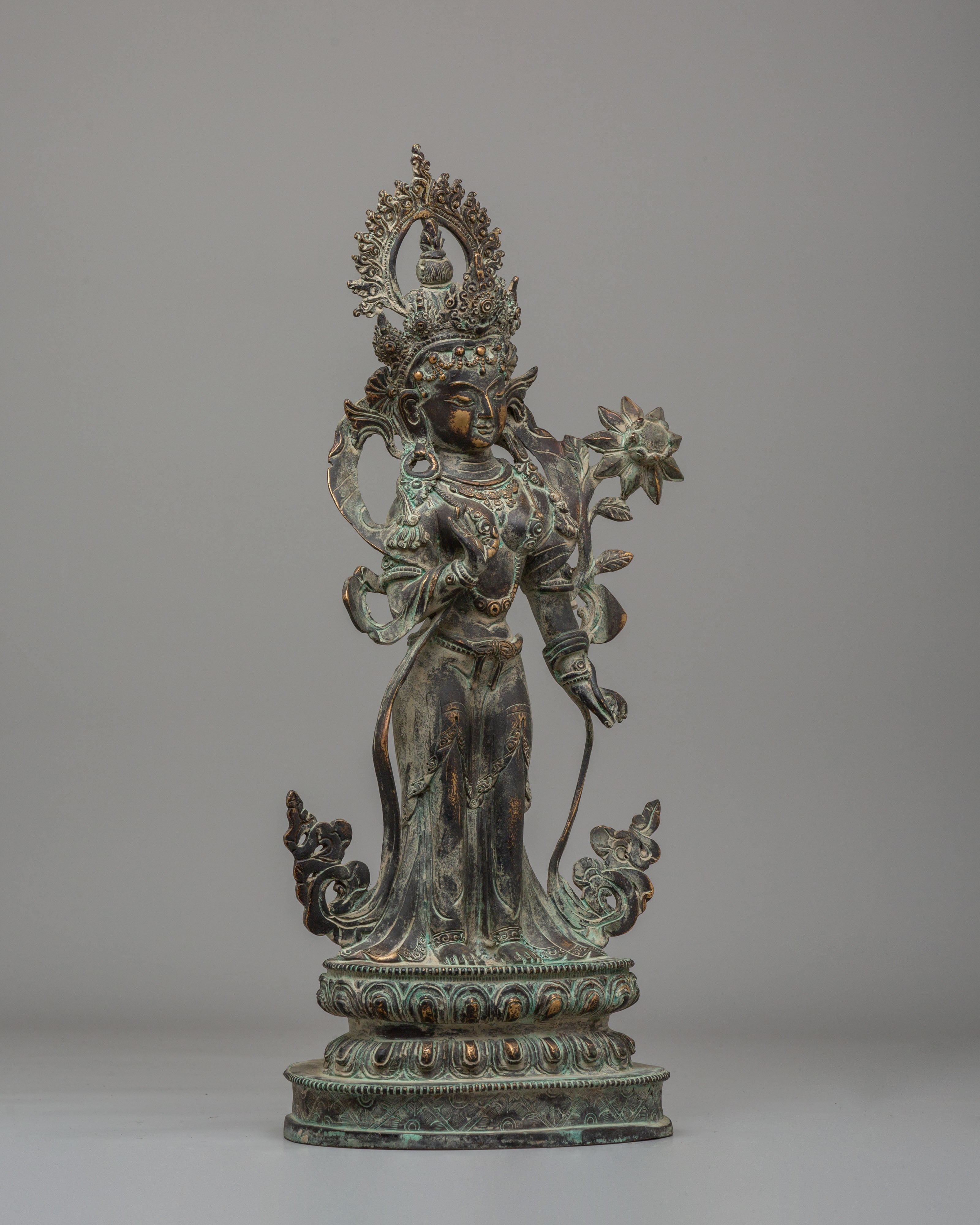 Standing Green Tara Figurine | Traditional Himalayan Art