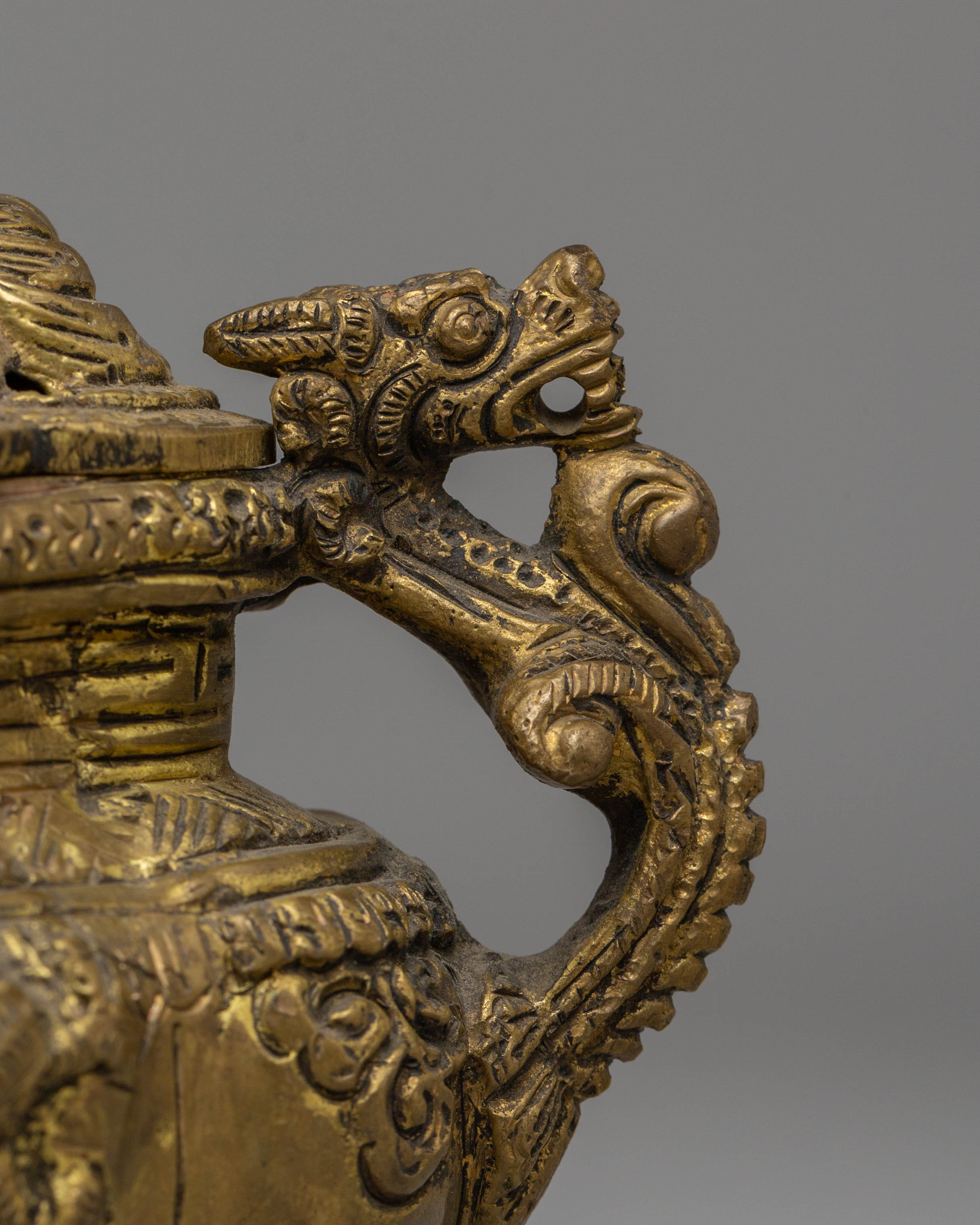 Handmade Dragon Motifs Incense Burner | Brass Ritual Decor