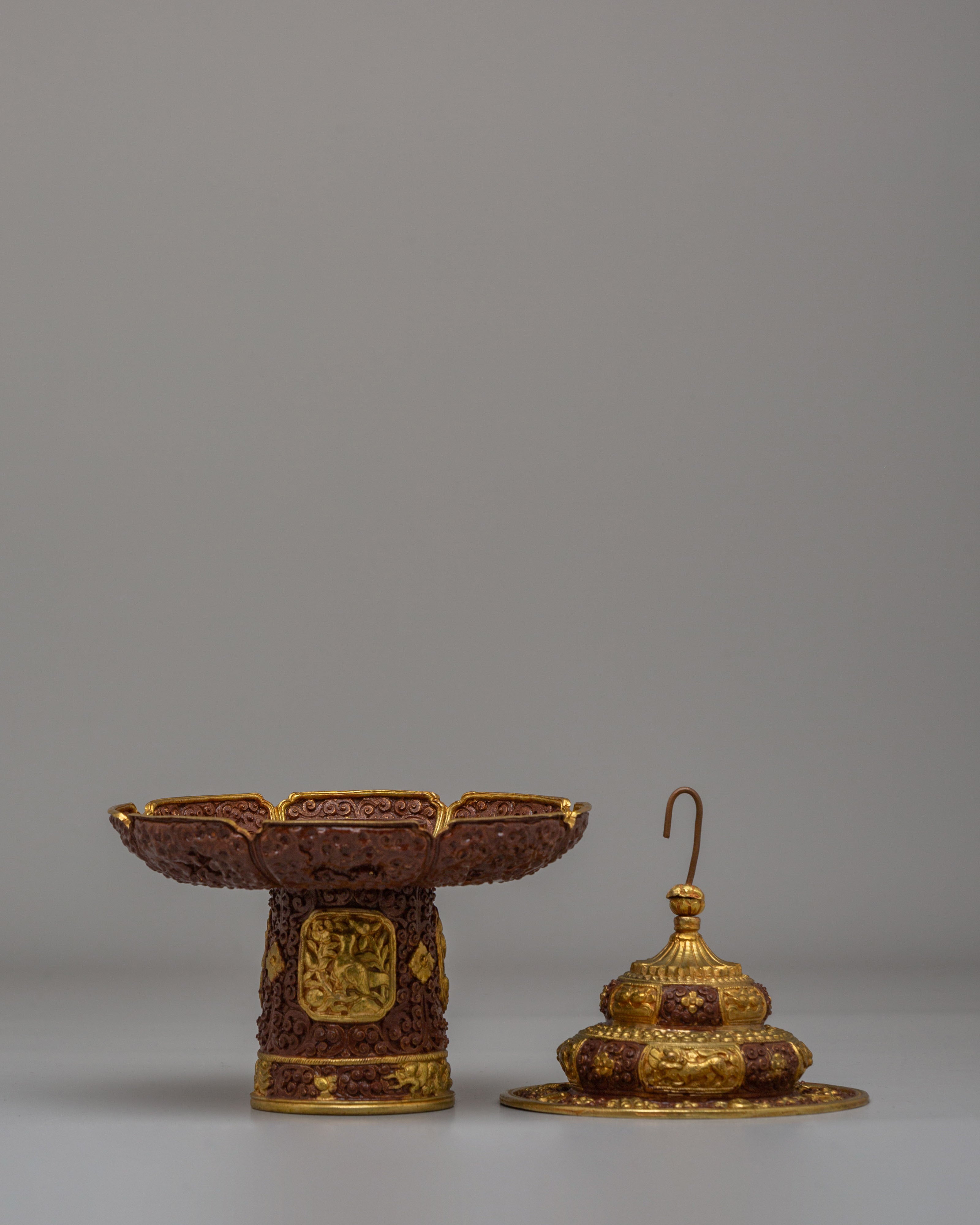 Decorative Himalayan Tea Cup Cover | Traditional Tibetan Ritual Tea Accessory