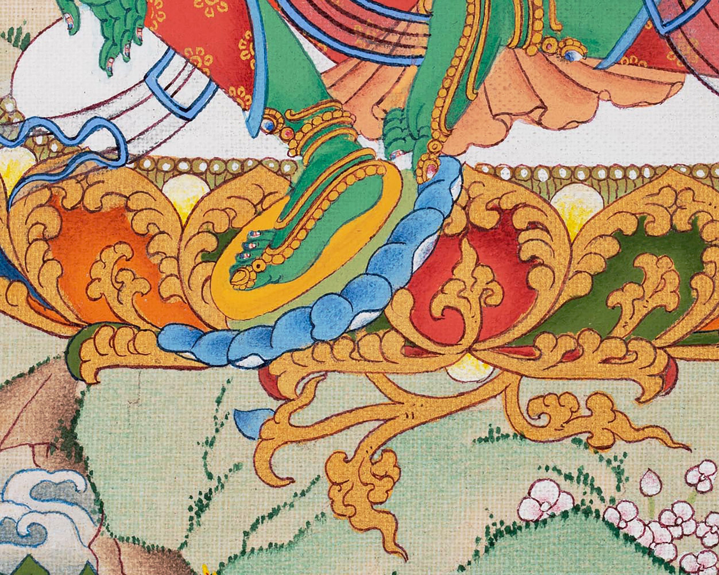 The Grace of Green Tara | Hand Painted Thangka For Decor | Traditional Tibetan Artwork