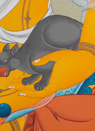 Dzambhala Thangka Artwork | Deity of Wealth and Compassion | Traditional Hand Painted Art