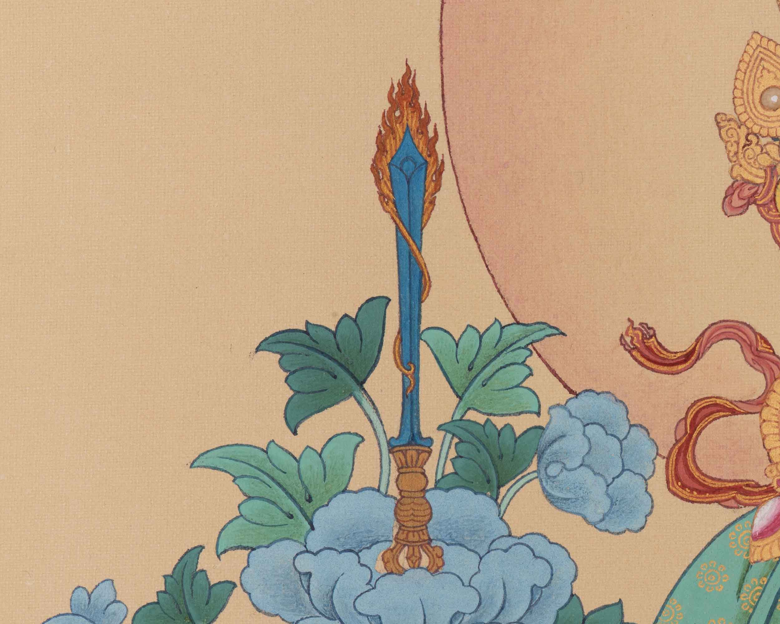 Captivating Manjushri Thangka Masterpiece for Meditation | Bodhisattva Canvas For Spiritual Practice