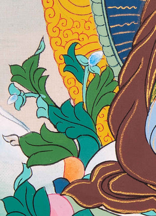 Guru Rinpoche Masterpiece Thangka | Thangka in Karma Gadri Style | Religious Decors
