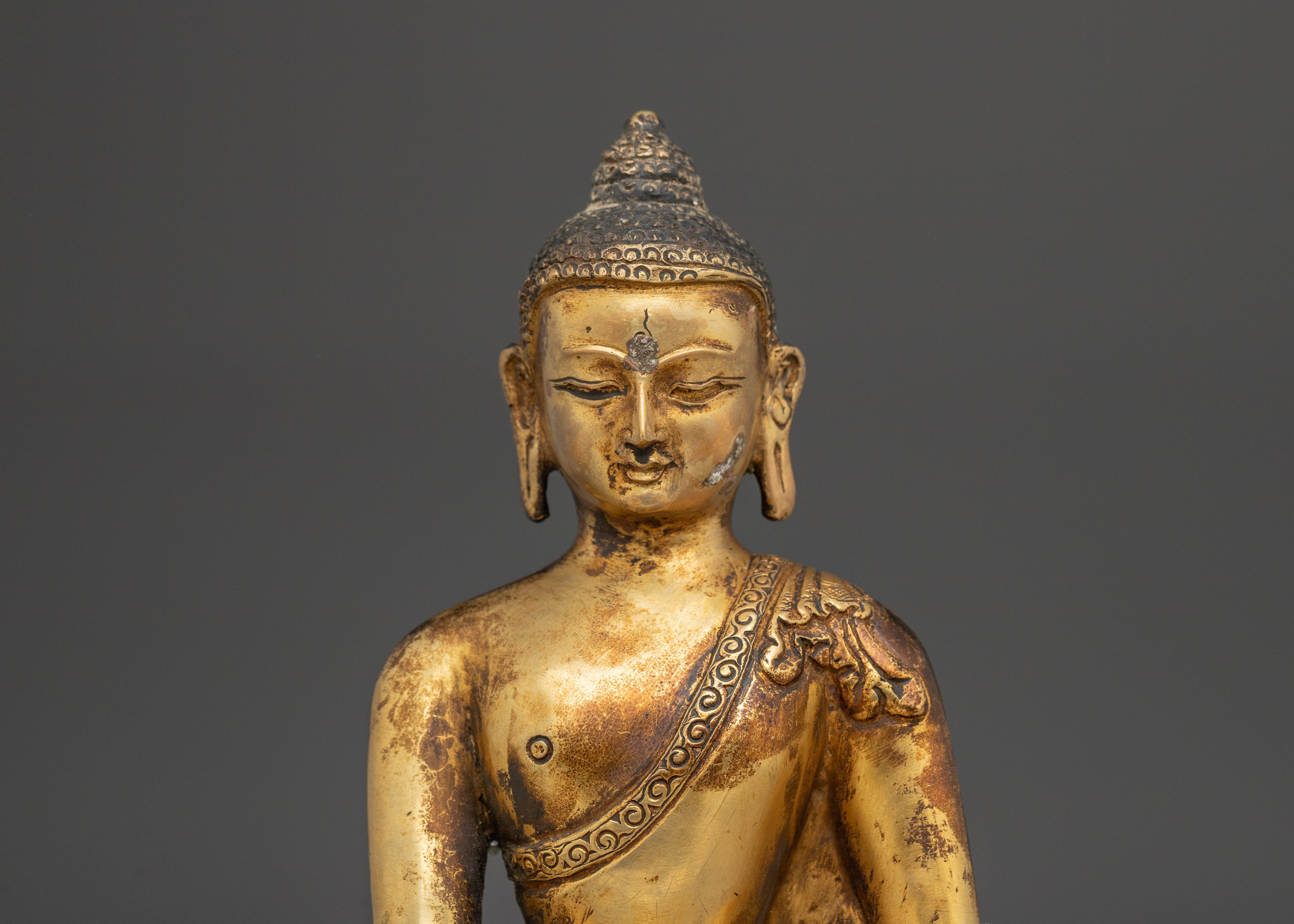 Copper And Gold Plated Shakyamuni Buddha Statue | Symbol of Calm and Divine Knowledge