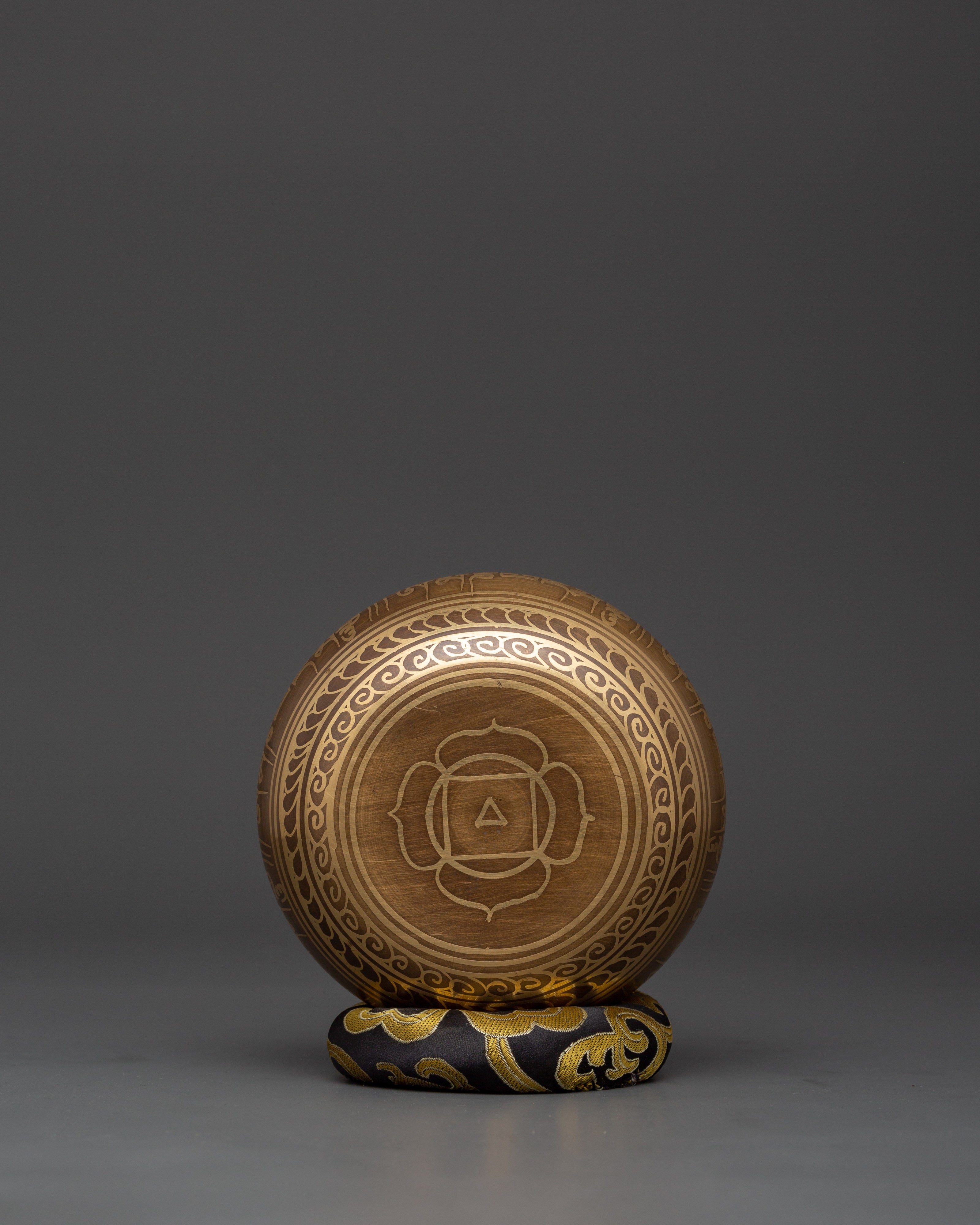 Singing Bowl with Five Buddhas Engraved | Tibetan Bowl with Cushion & Wooden Mallet
