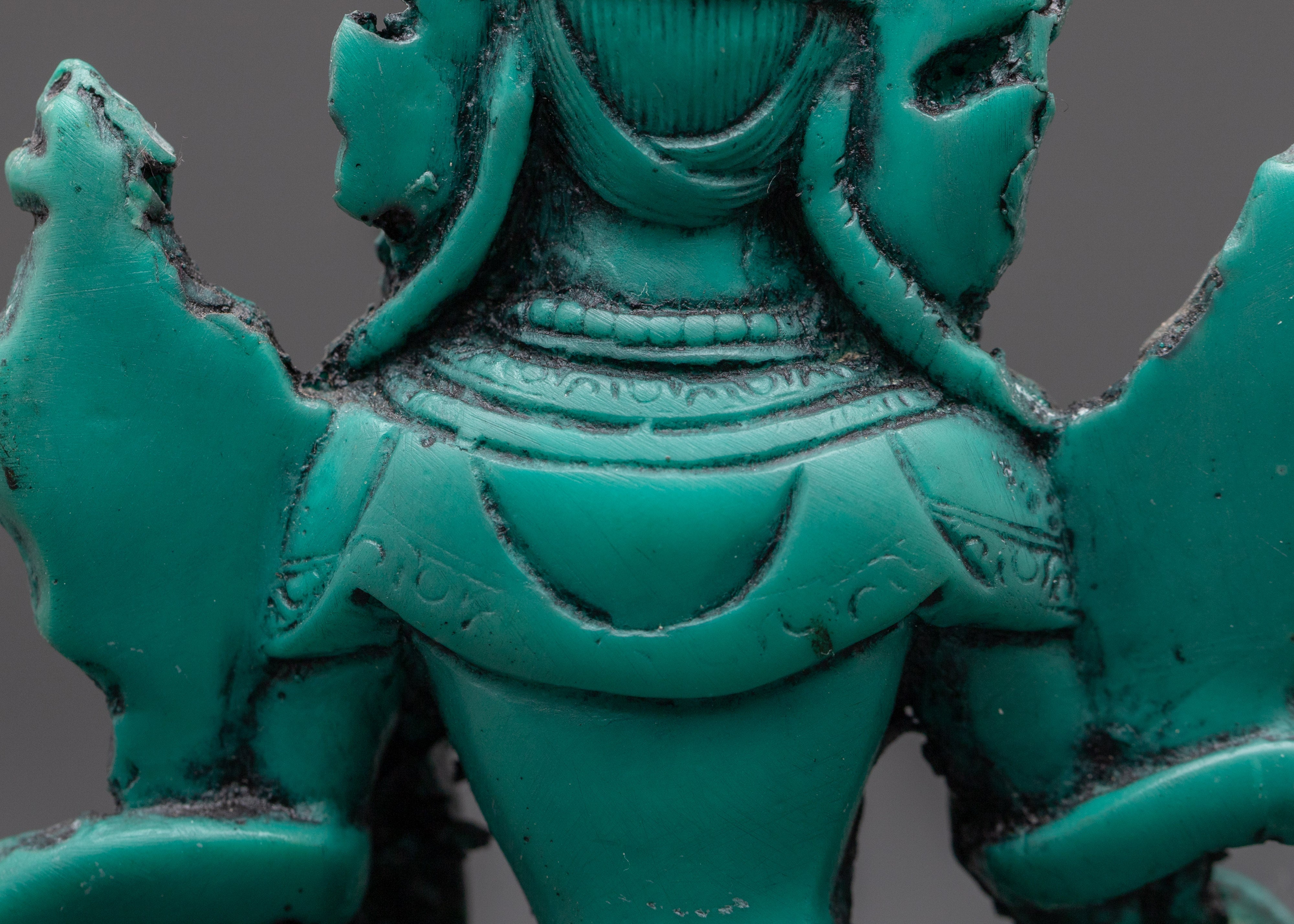 Tibetan Buddhist Goddess Green Tara | Handcrafted Turquoise Art with Spiritual Energy
