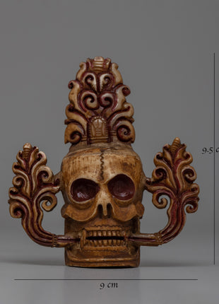 Buffalo Bone Skull Head | Hand-Carved Buddhist Decor