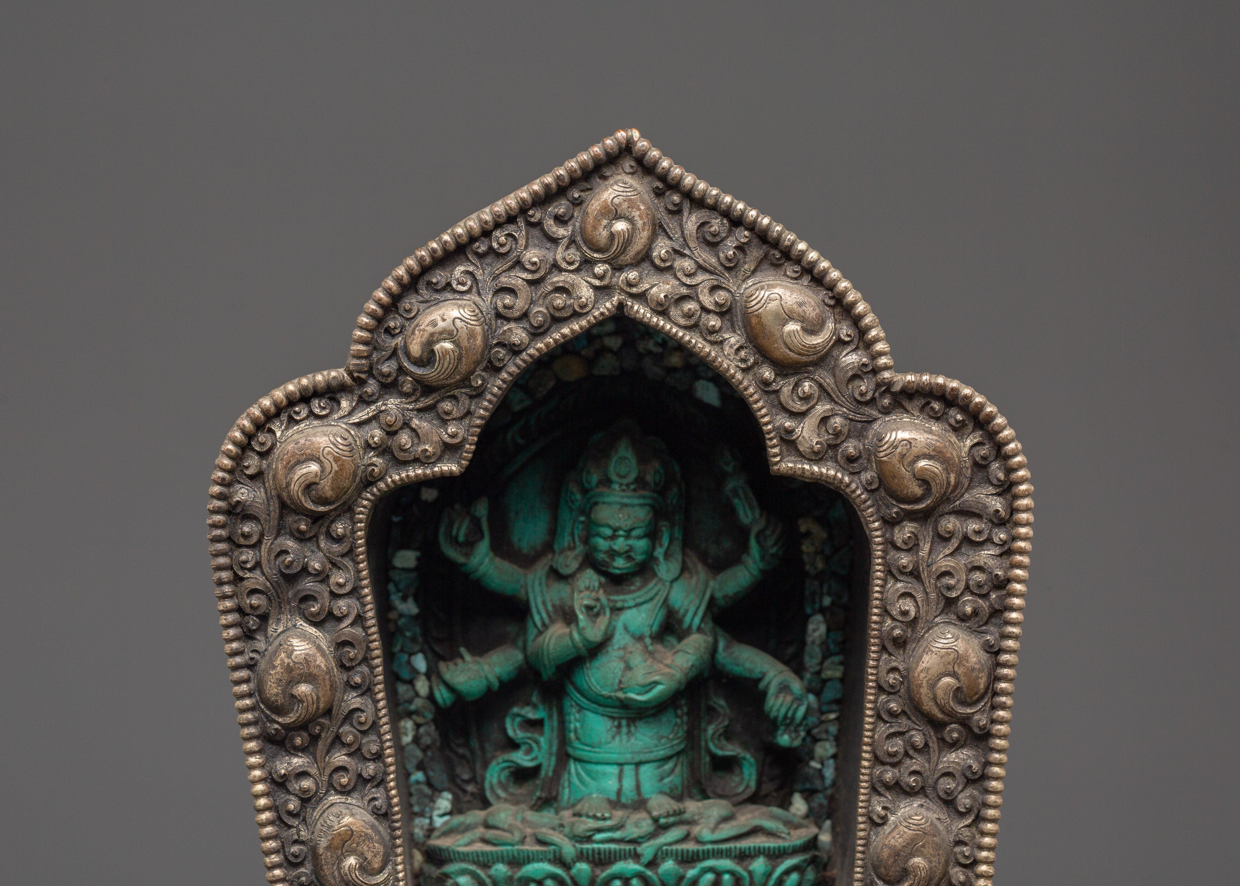 Traditional Six Armed Mahakala Ghau Box | Symbol Of Protection