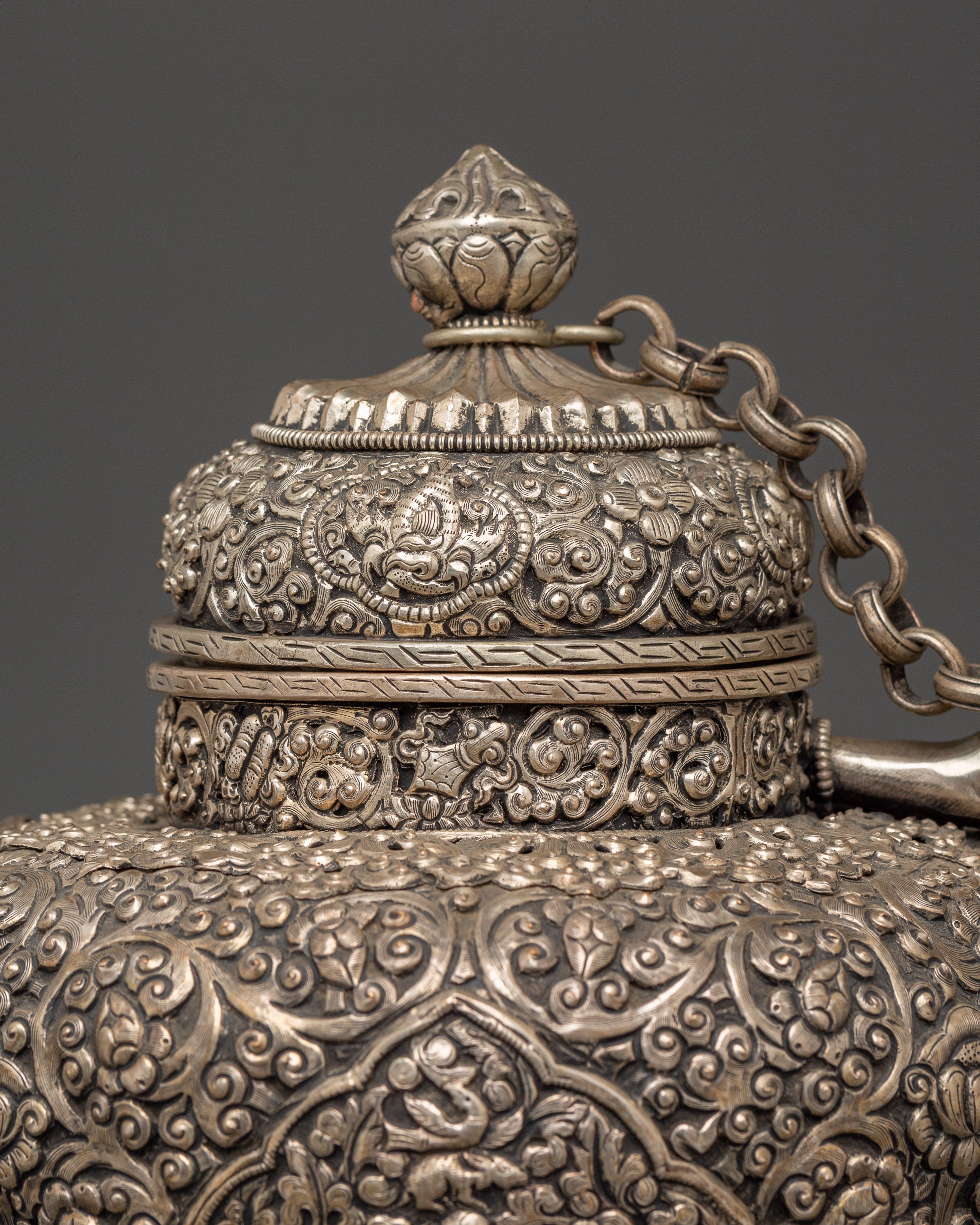 Tibetan Silver Plated Teapot | Spiritual Home Decor