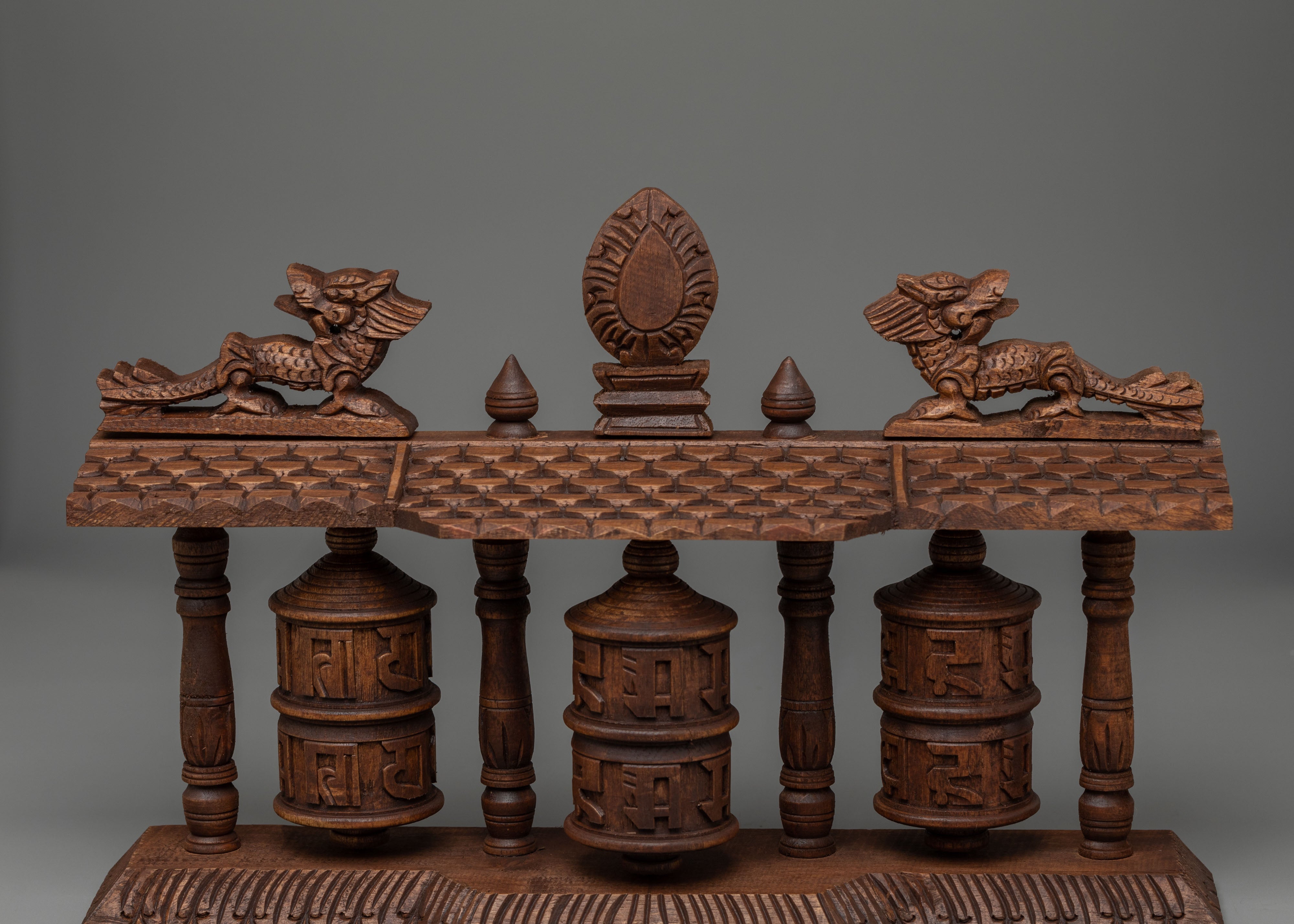 Traditional Tibetan Wooden Prayer Wheel | Handcrafted Mantra Meditation Tool