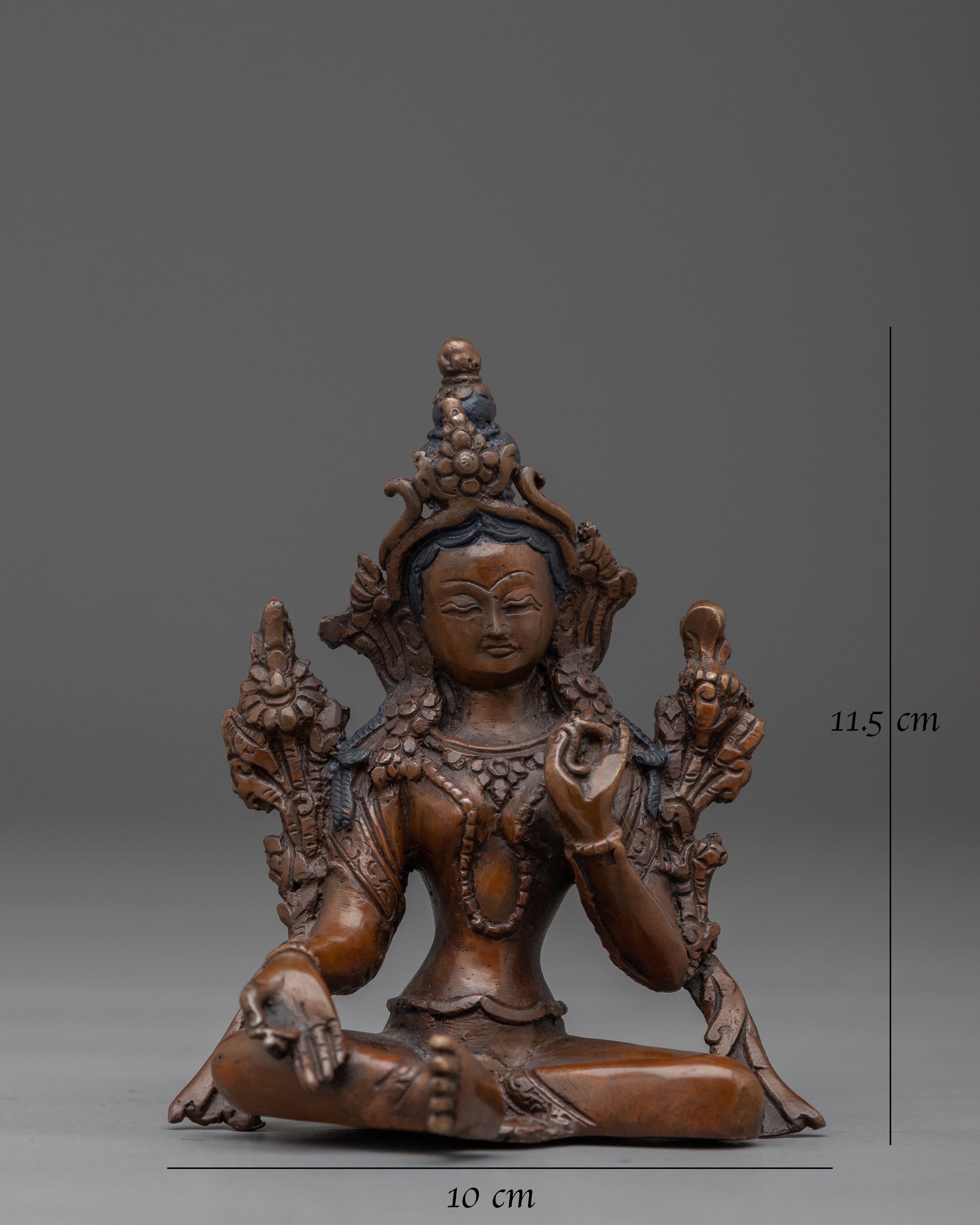 Compassionate Green Tara | Sacred Handcrafted Copper Statue