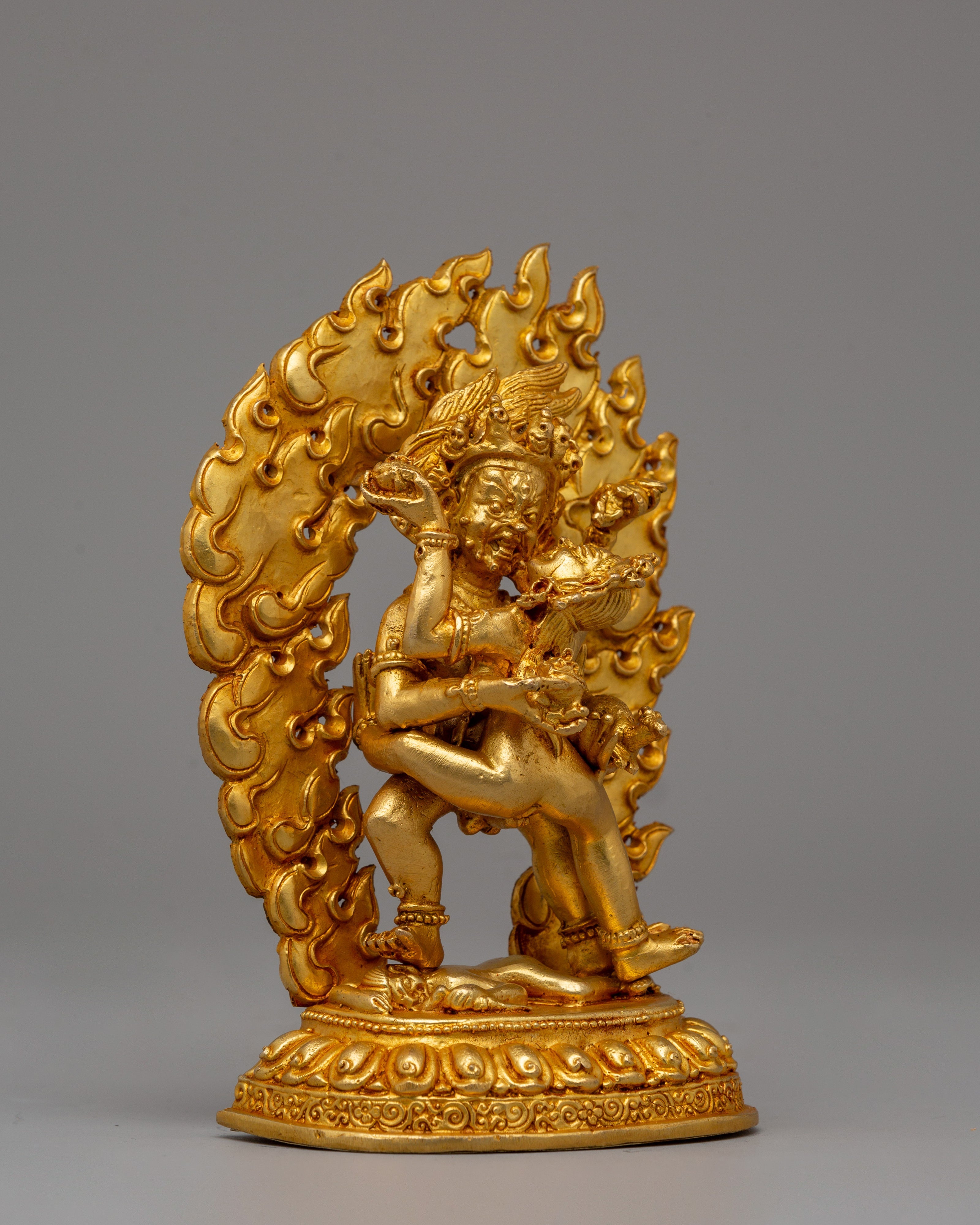 Black Dzambhala with Consort statue |  Buddhist Prosperity Sculpture