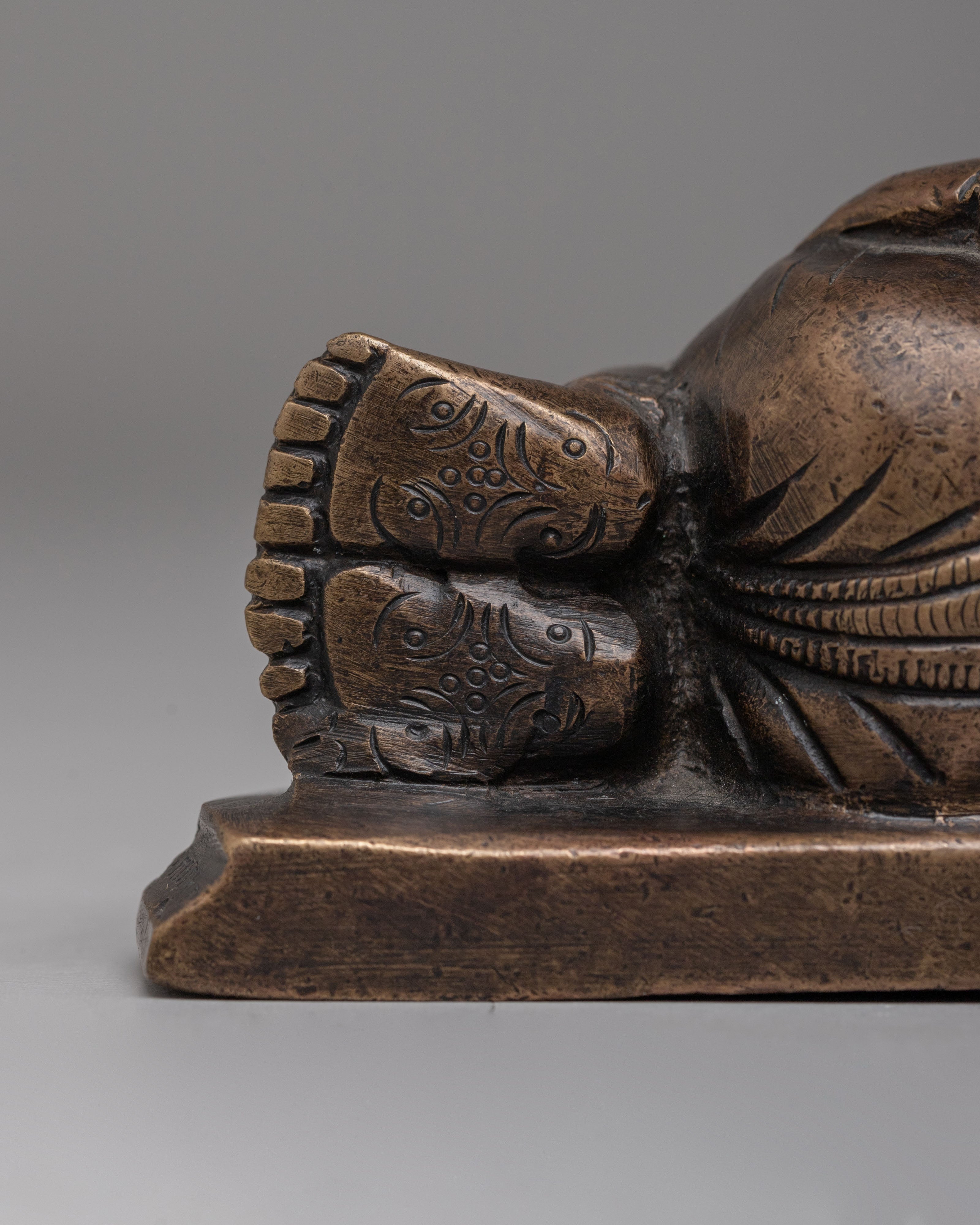 Spiritual  Reclining Ganesha Statue | Handcrafted Bronze Lord Ganesh Sculpture