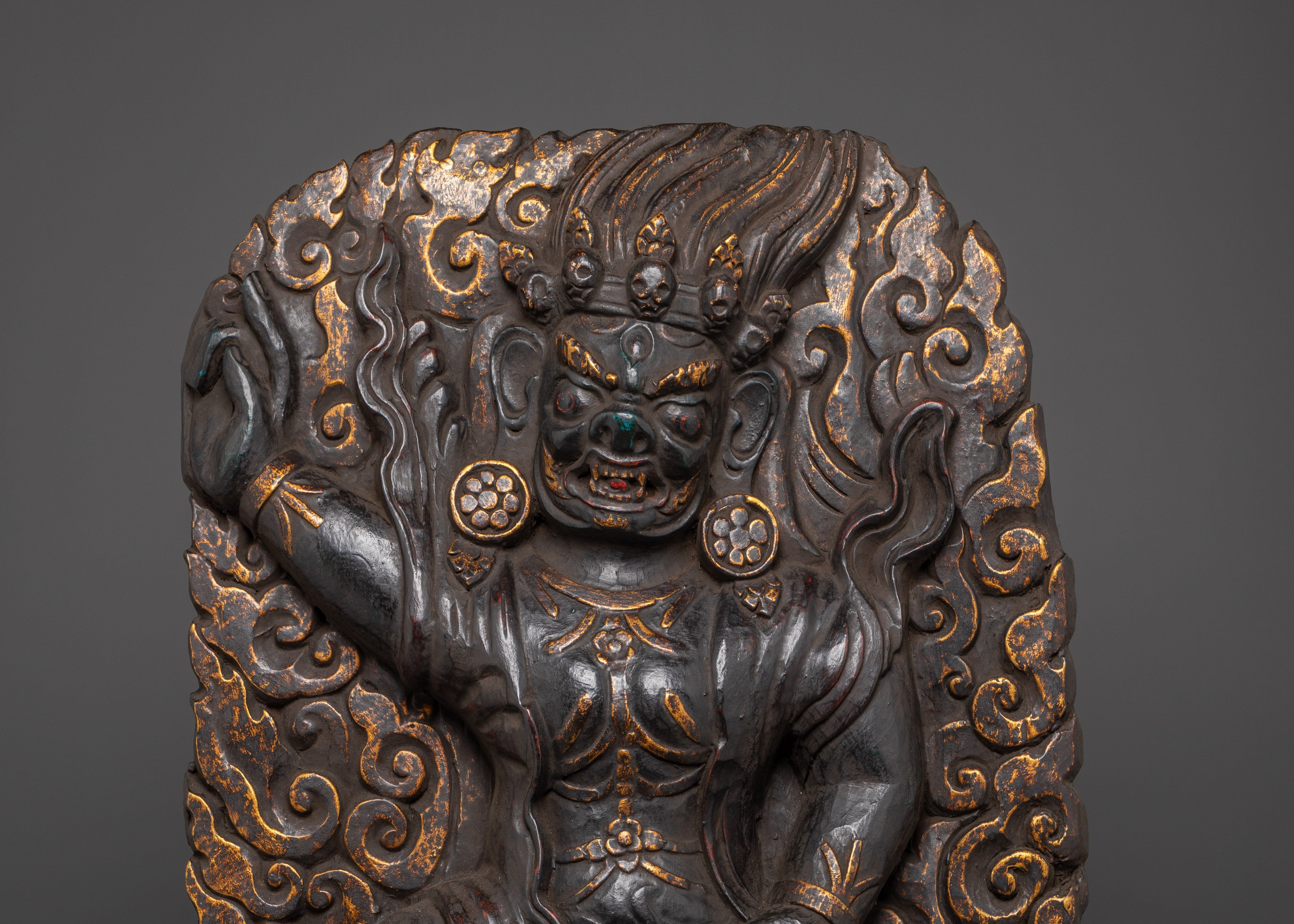 Protector Deity Sakya Mahakala Sculpture | Brass Buddhist Statue for Spiritual Protection