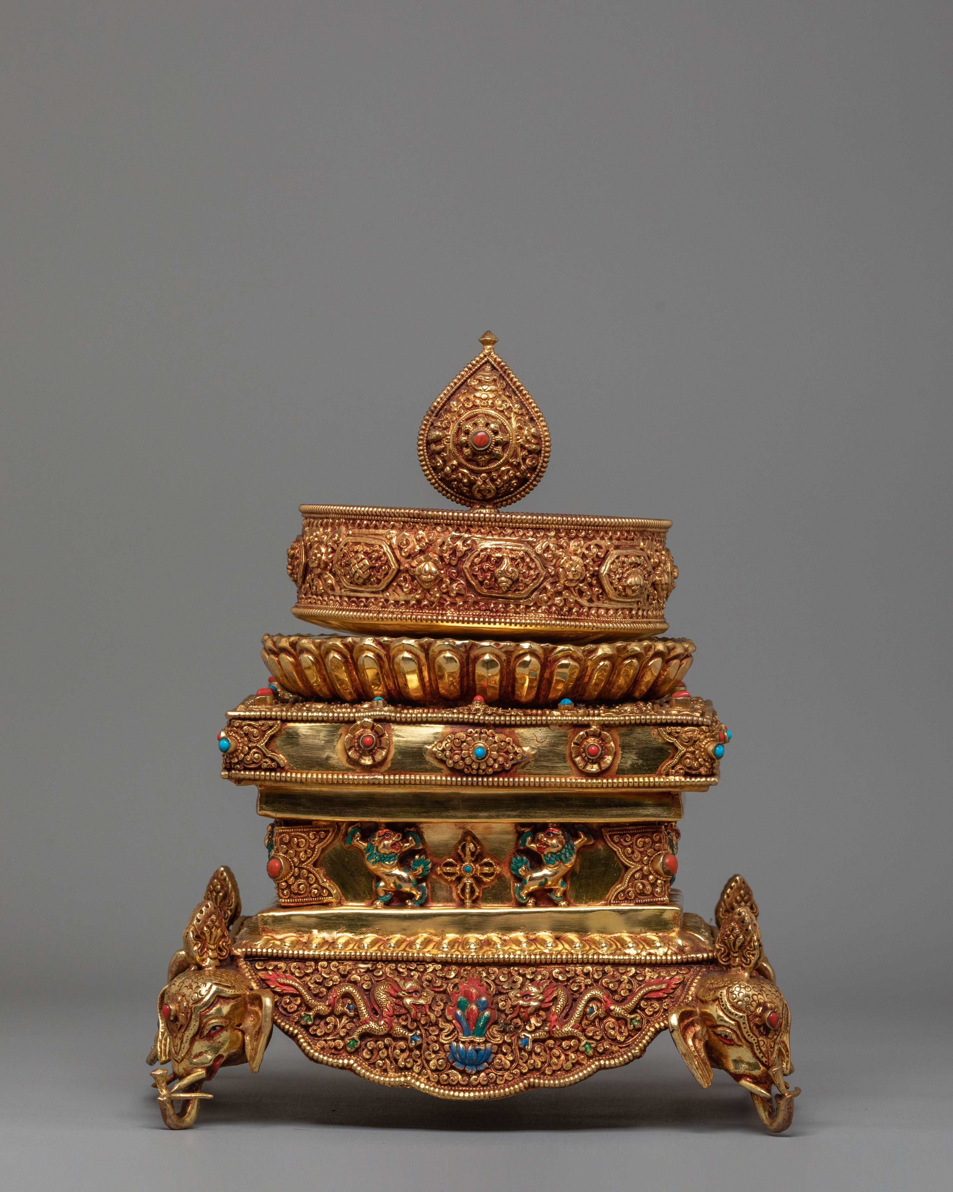 Himalayan Mandala Offering Piece | Tibetan Ritual Stupa Art