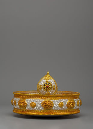 Traditional Mandala Offering Set Artwork |Gold Plated Ritual Craft