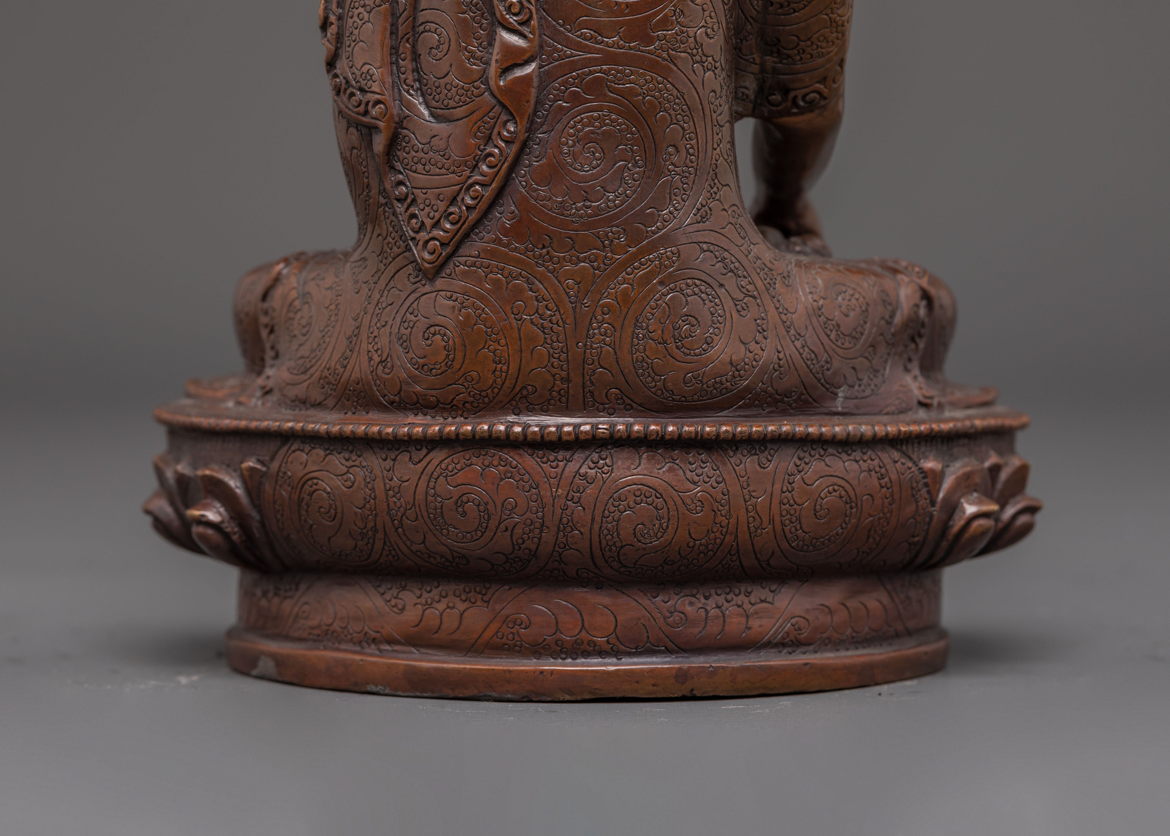 Handcrafted Tibetan Oxidized Shakyamuni Buddha Copper Art