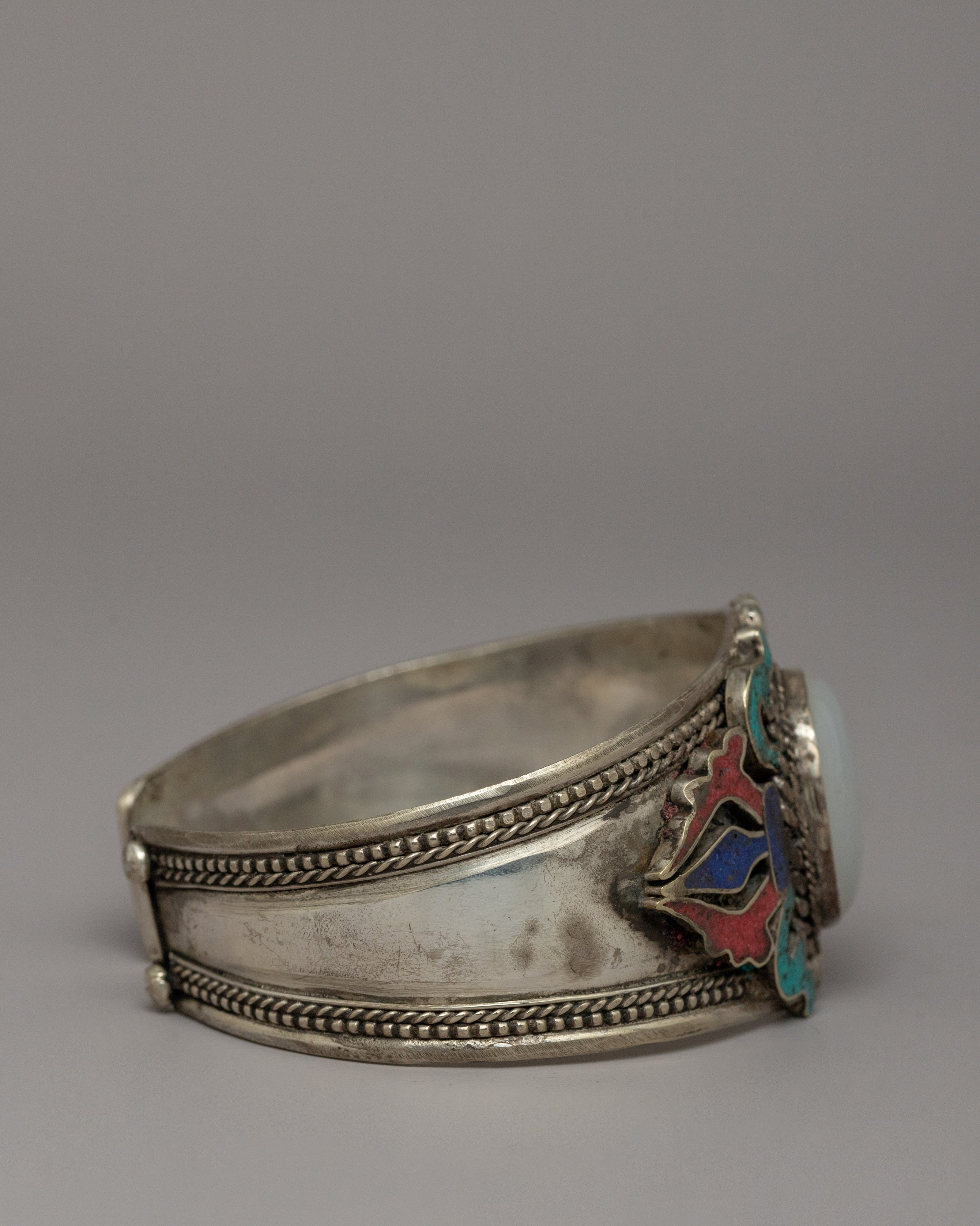 White Metal with Gemstone Bracelet | Spiritual Gemstone Jewelry