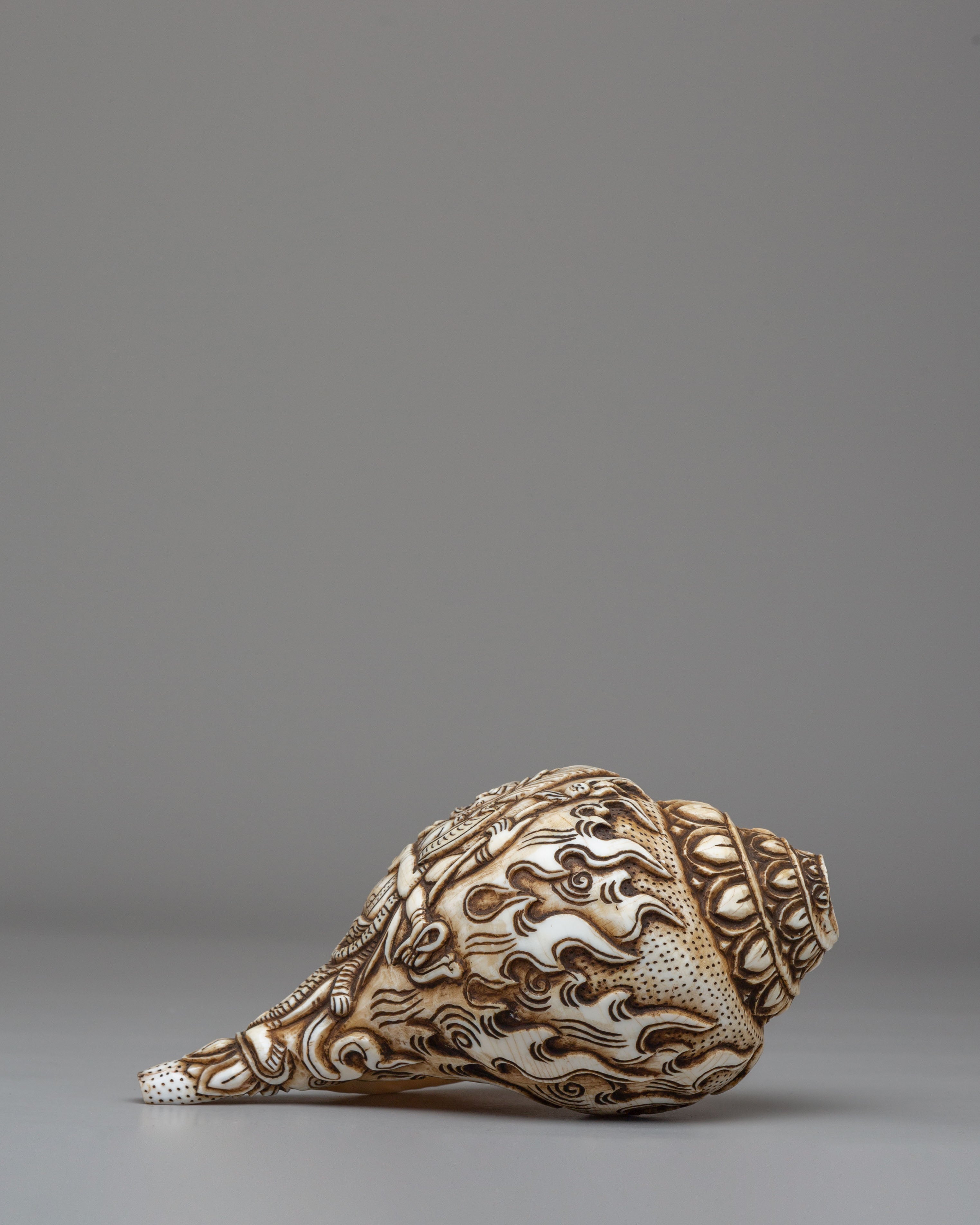 Traditional Sacred Buddhist Conch Shell | Handcrafted Ritual Tool