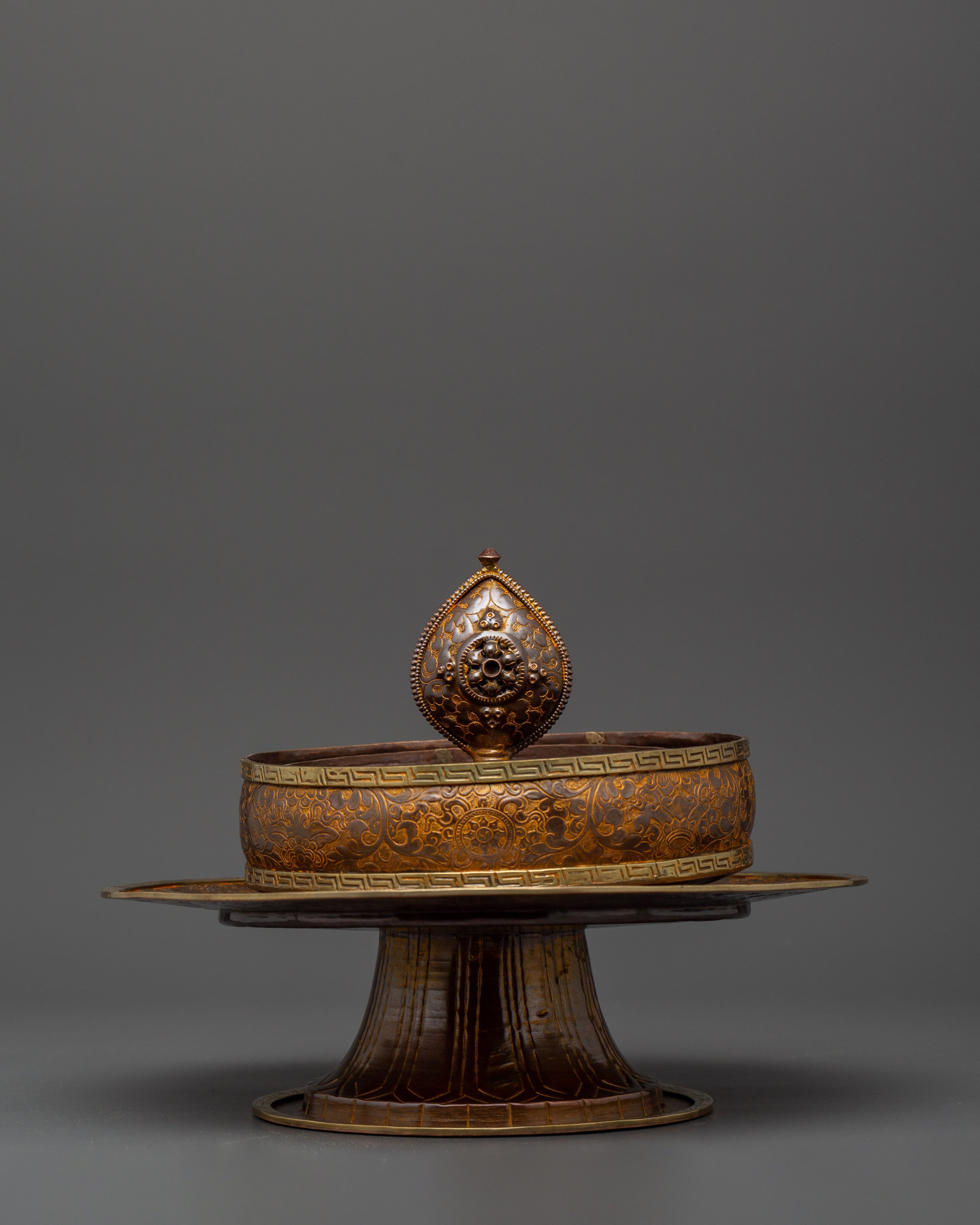 Oxidized Copper Mandala Offering Set | Buddhist Ritual Item