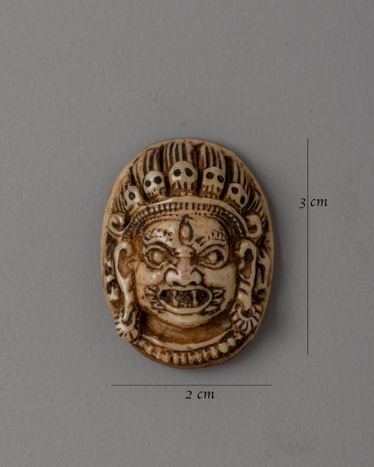 Bone Ritual Mask Mini Bhairav Mask Carving | Tibetan Bone Mask Talisman for Protection