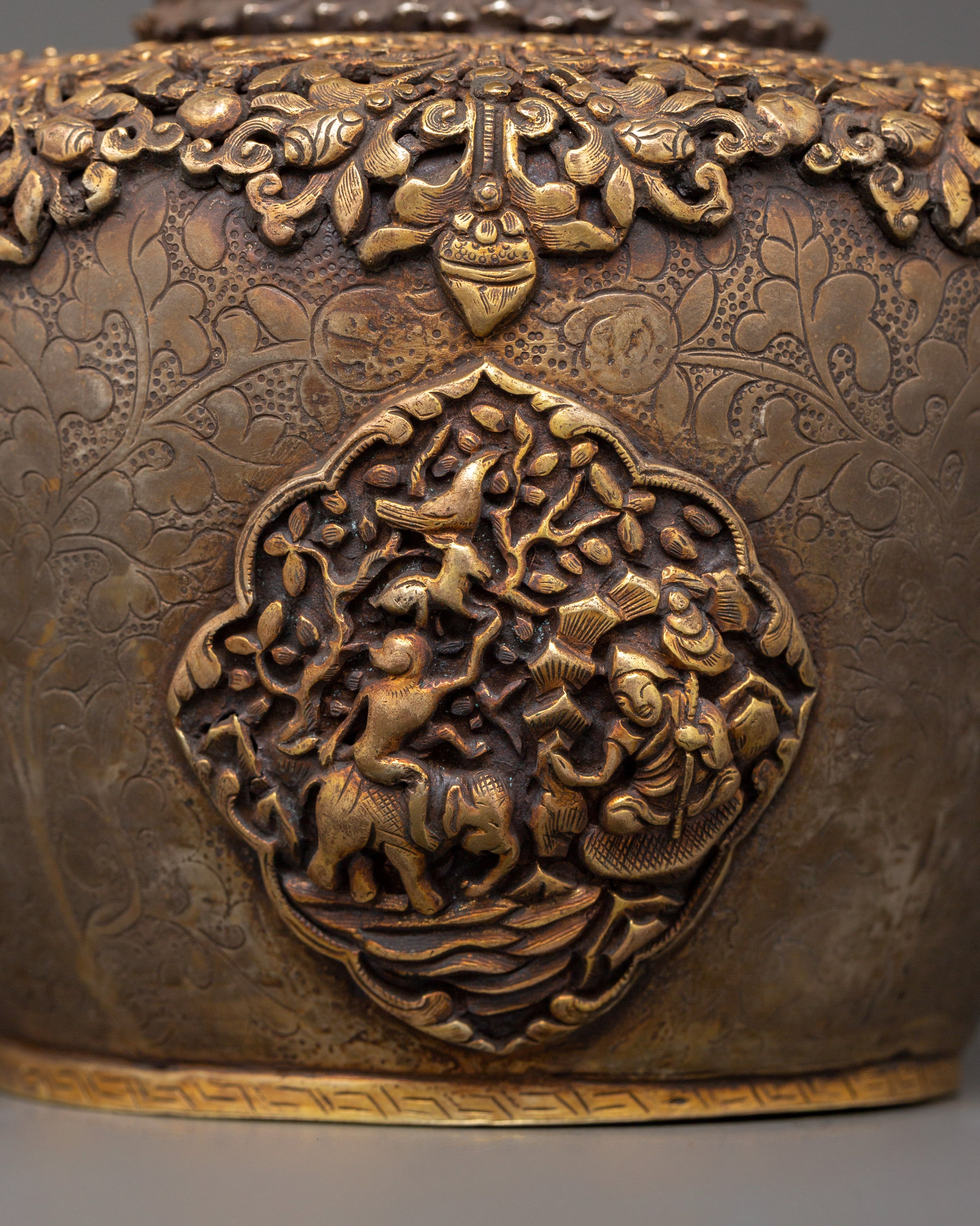 Tea Pot with Dragon Handle | Handcrafted Copper & Pure Silver with Gold Plating