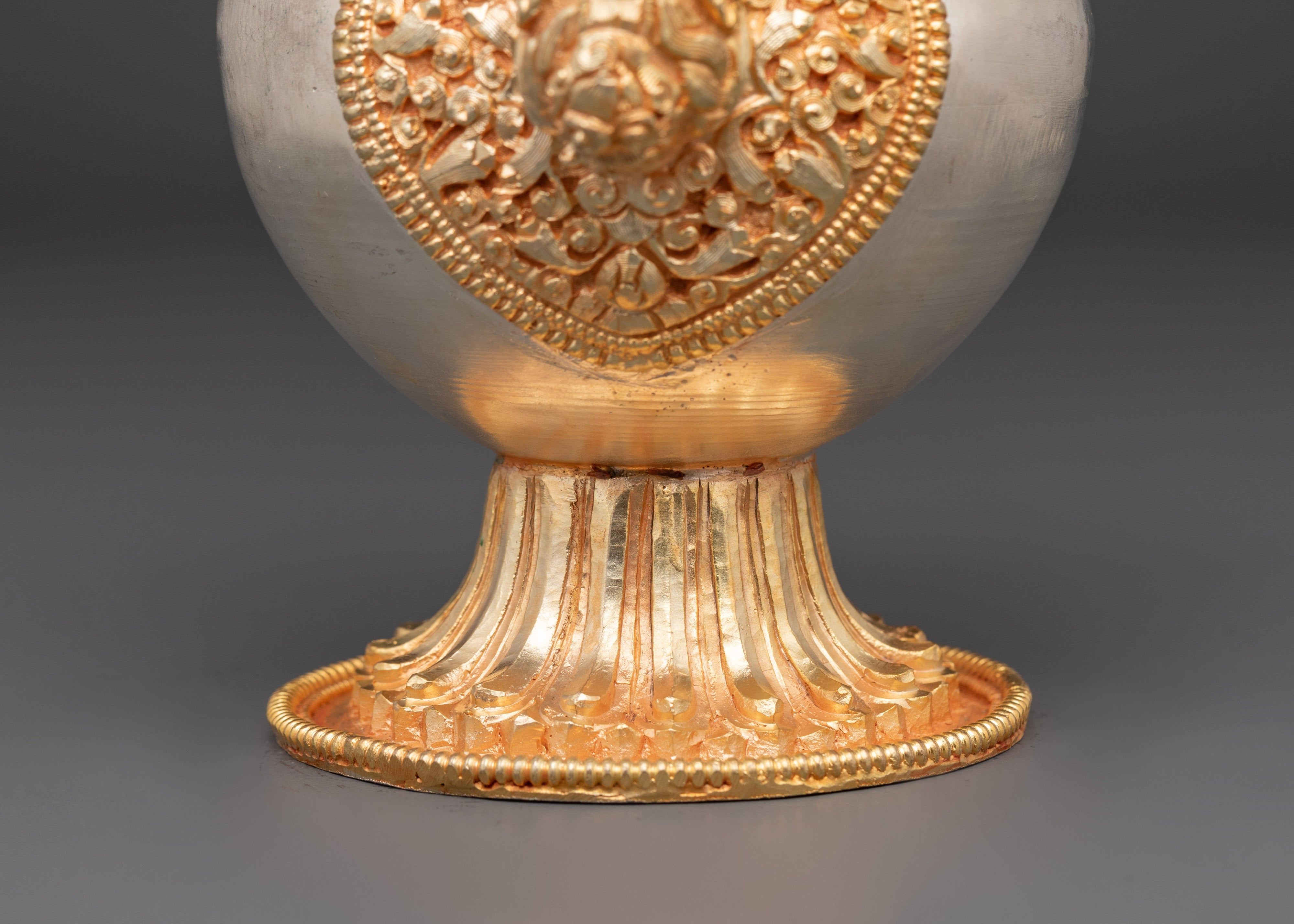 Handmade Traditional Bhumba Vase | Copper Ritual Vase with Gold Silver Plating