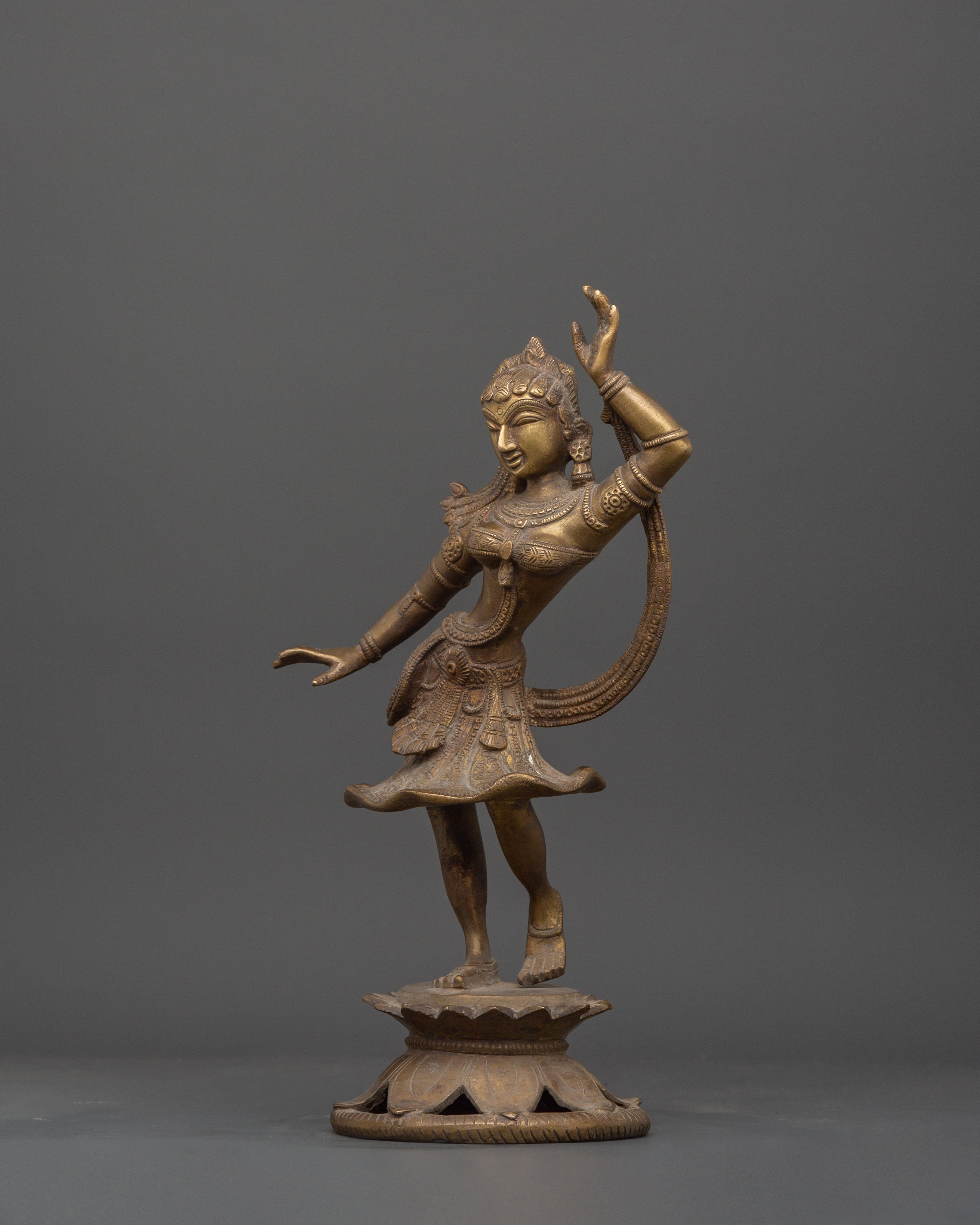 Dancing Tara Statue in Antique Finish | Buddhist Compassion Goddess Sculpture