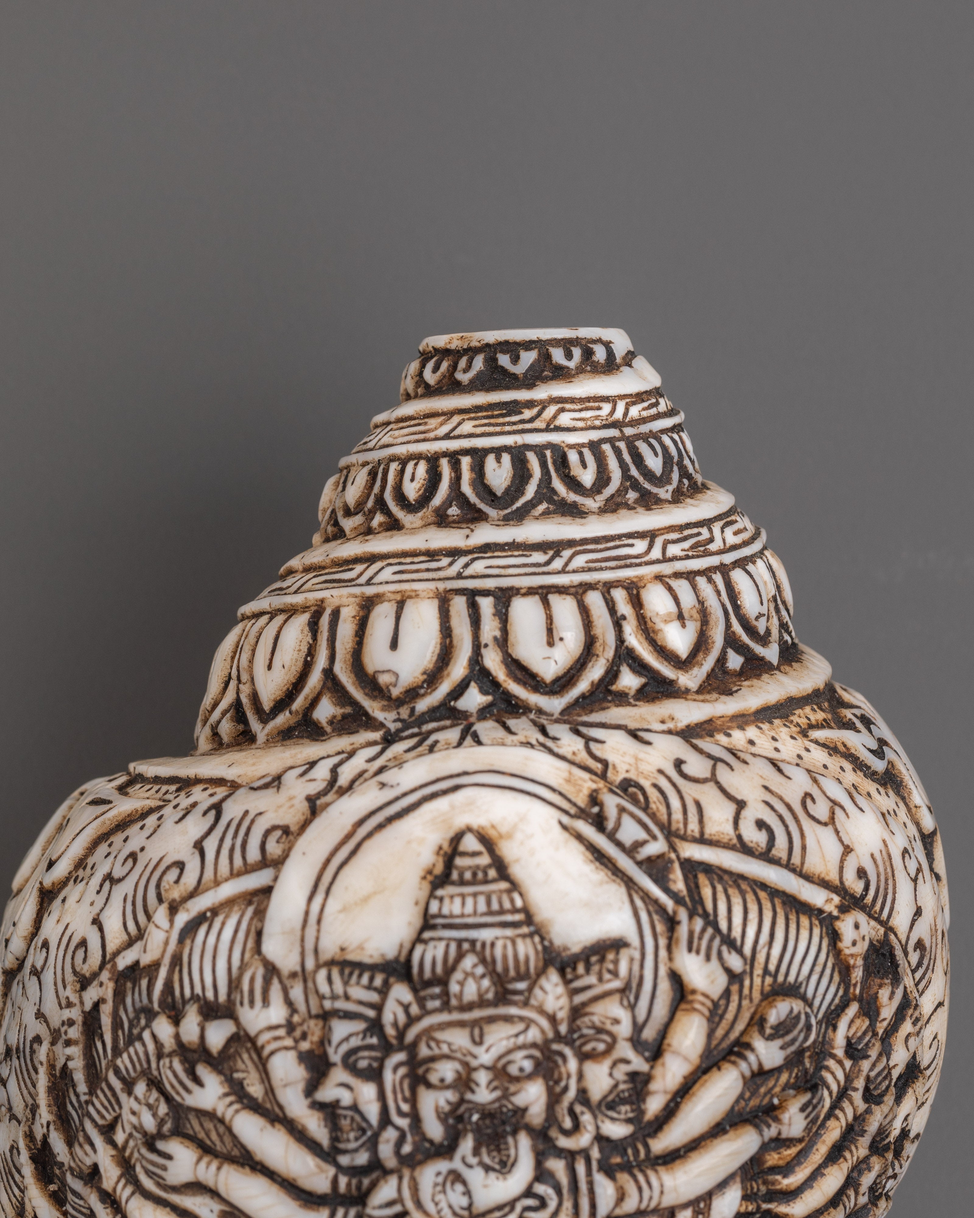Traditional Kalachakra Engraved Buddhist Conch | Sacred Ritual Conch for Meditation
