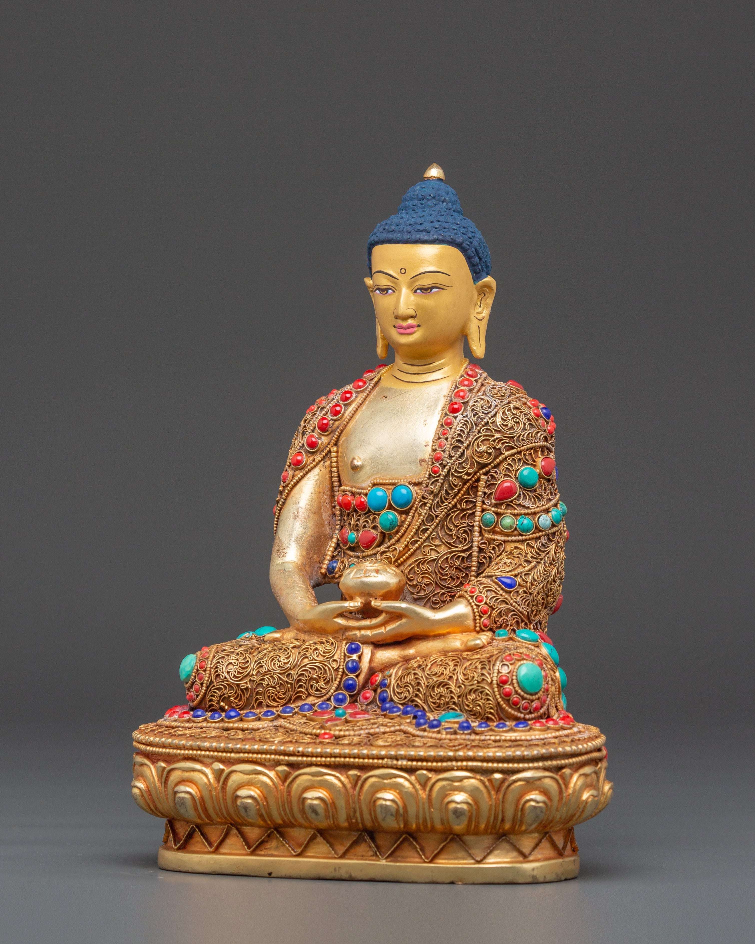 Gold Plated Statue of Amitabha Buddha | Buddhist Altar Statue