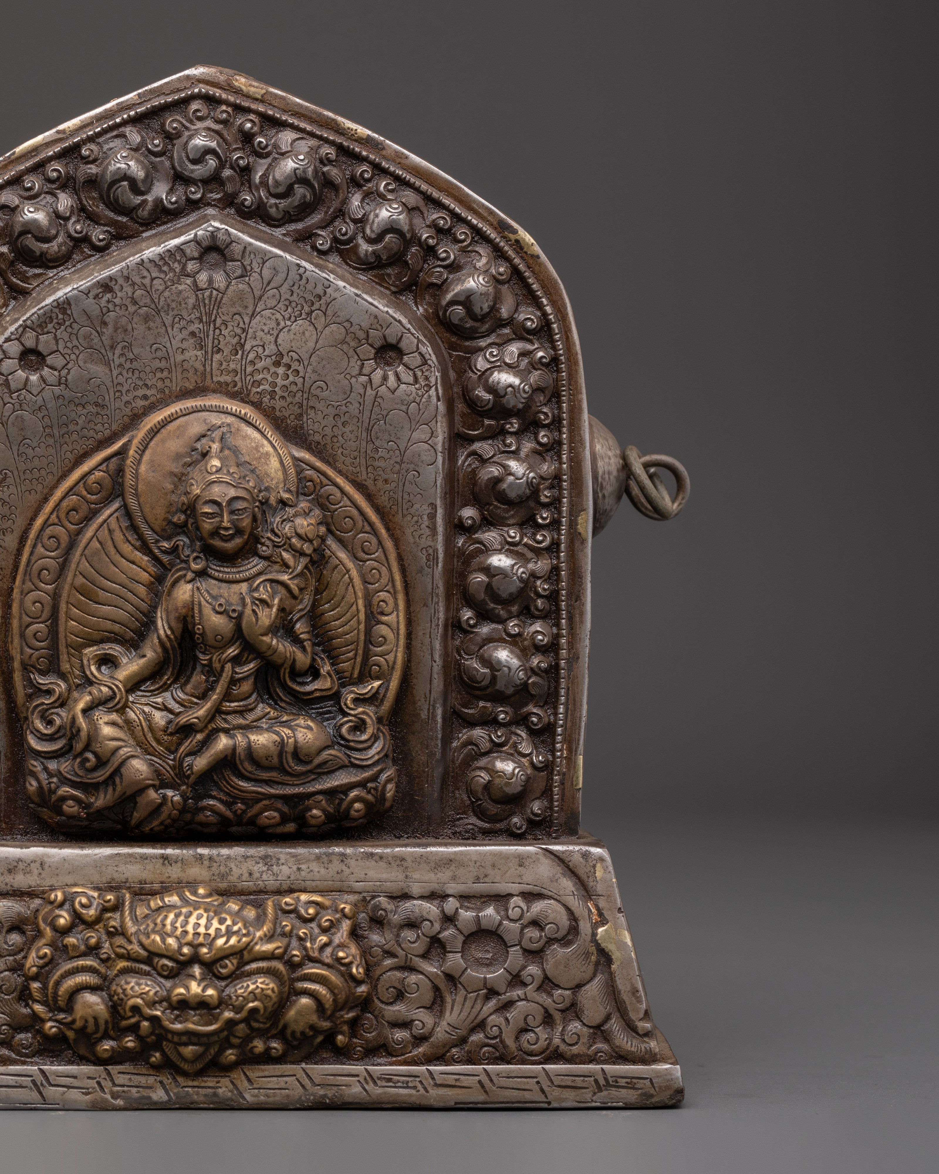 Handcrafted Religious Ghau Box | Tibetan Copper Altar Box for Meditation