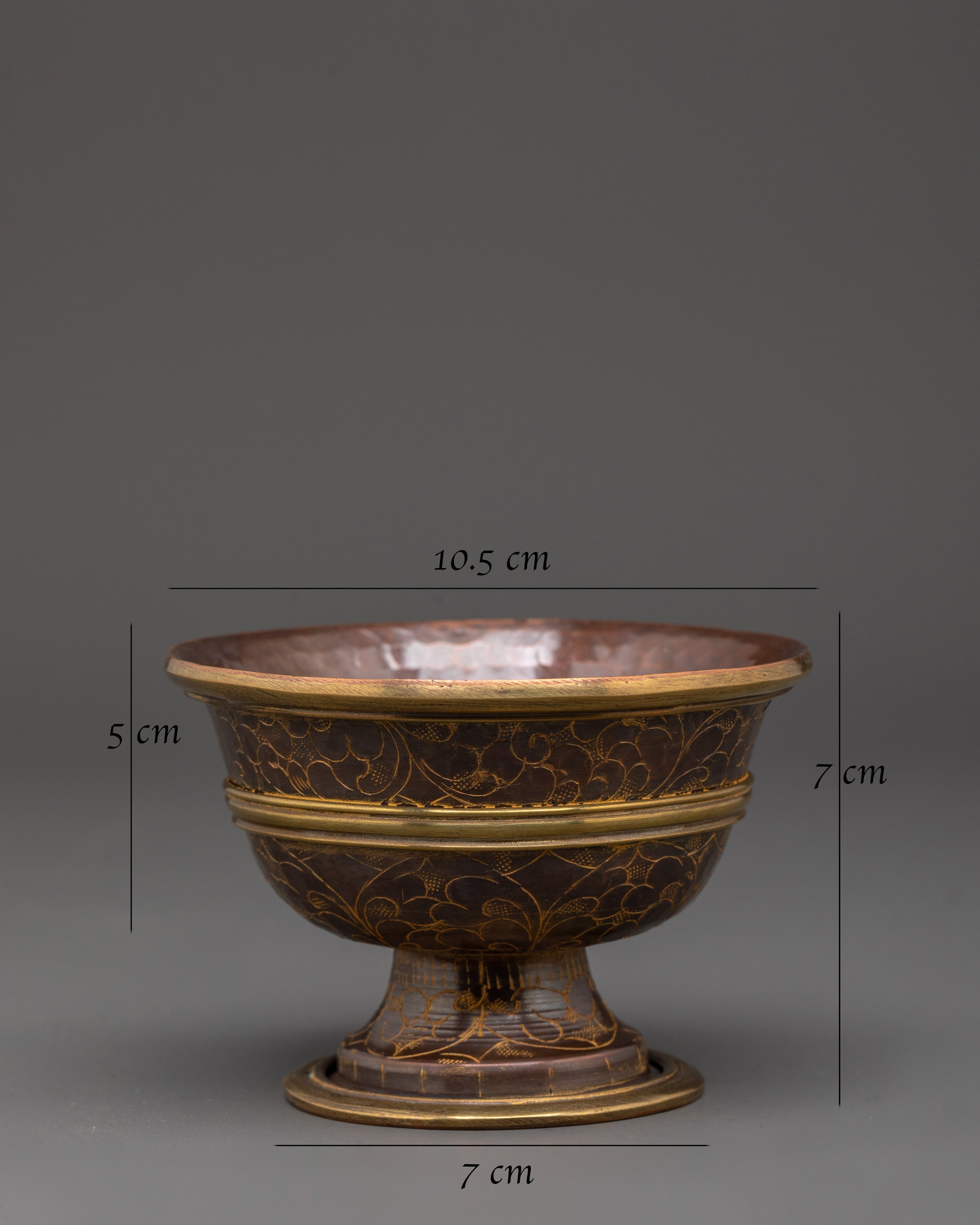 Tibetan Oxidized Copper Offering Bowl Set for Puja | Rituals Crafts