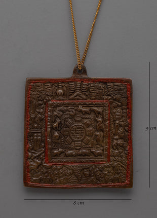 Handmade Brass Buddhist Locket with Oxidized Finish | Traditional Tibetan Ritual Necklace