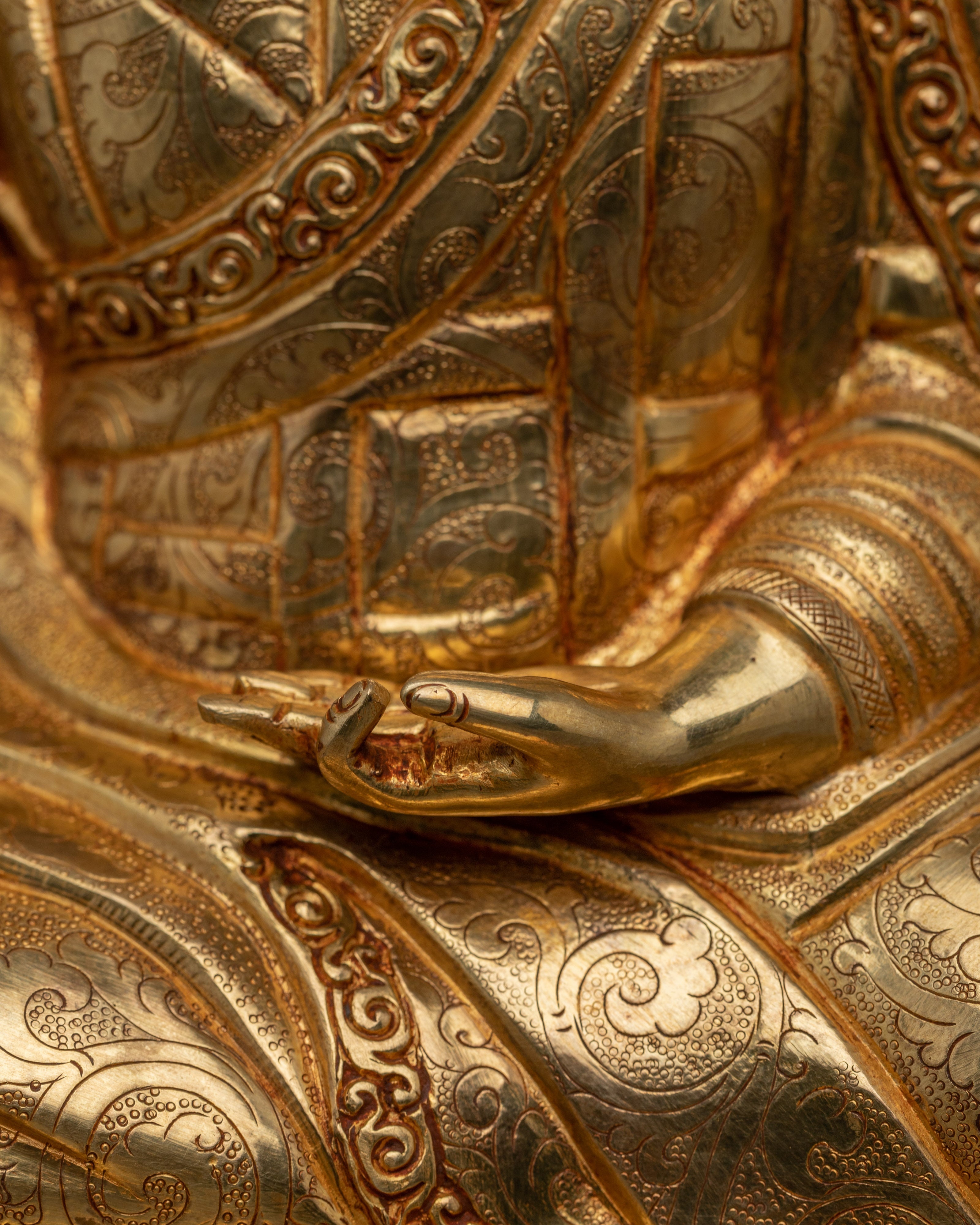 Handcrafted 24K Gold Gilded Karmapa Statue | Tibetan shrine or spiritual meditation altar