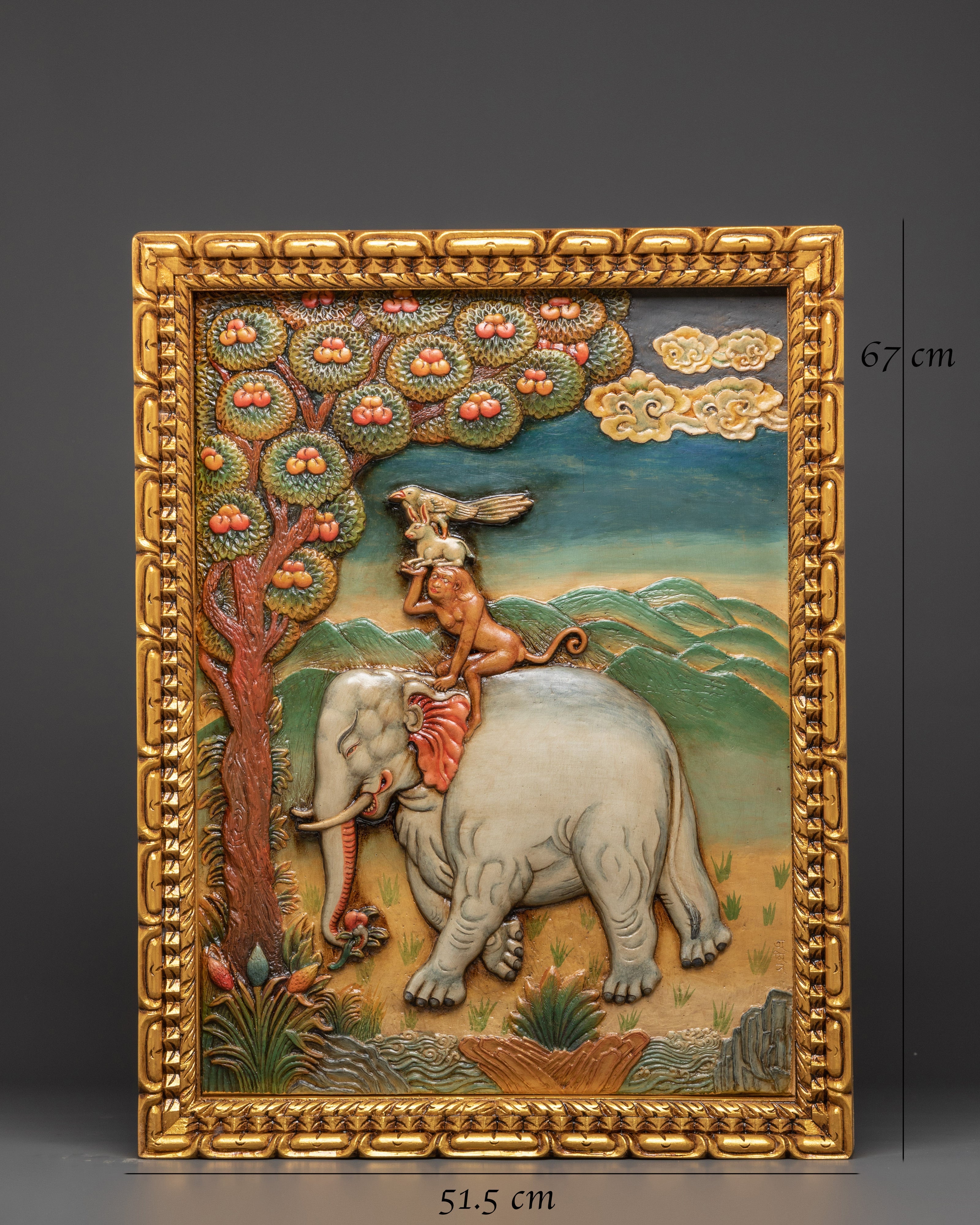Handcrafted Elephant Design Wall Hanging | Unique Wooden Frame
