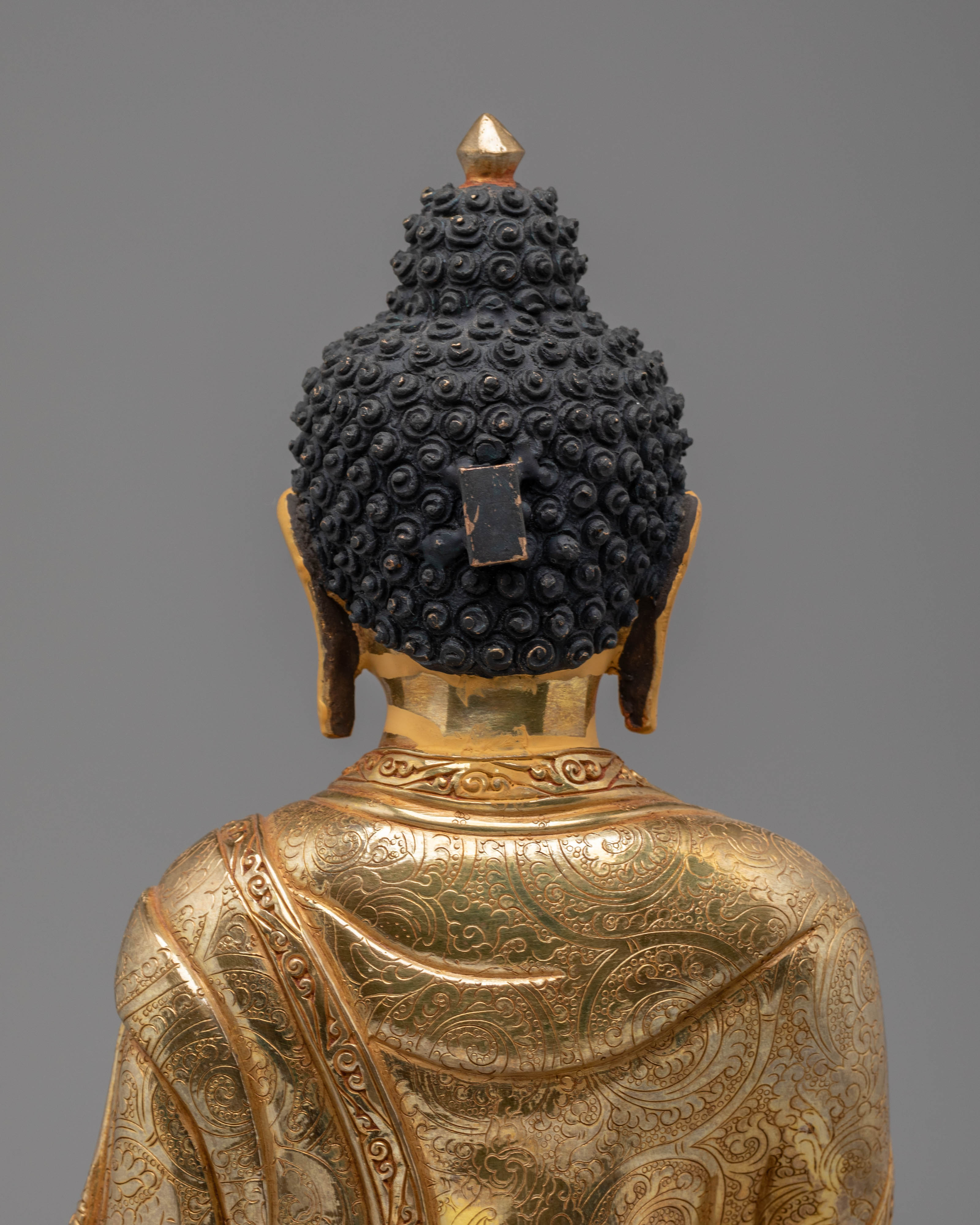 Handcrafted Amitabha Buddha Statue with Copper Body and 24K Gold Gilding