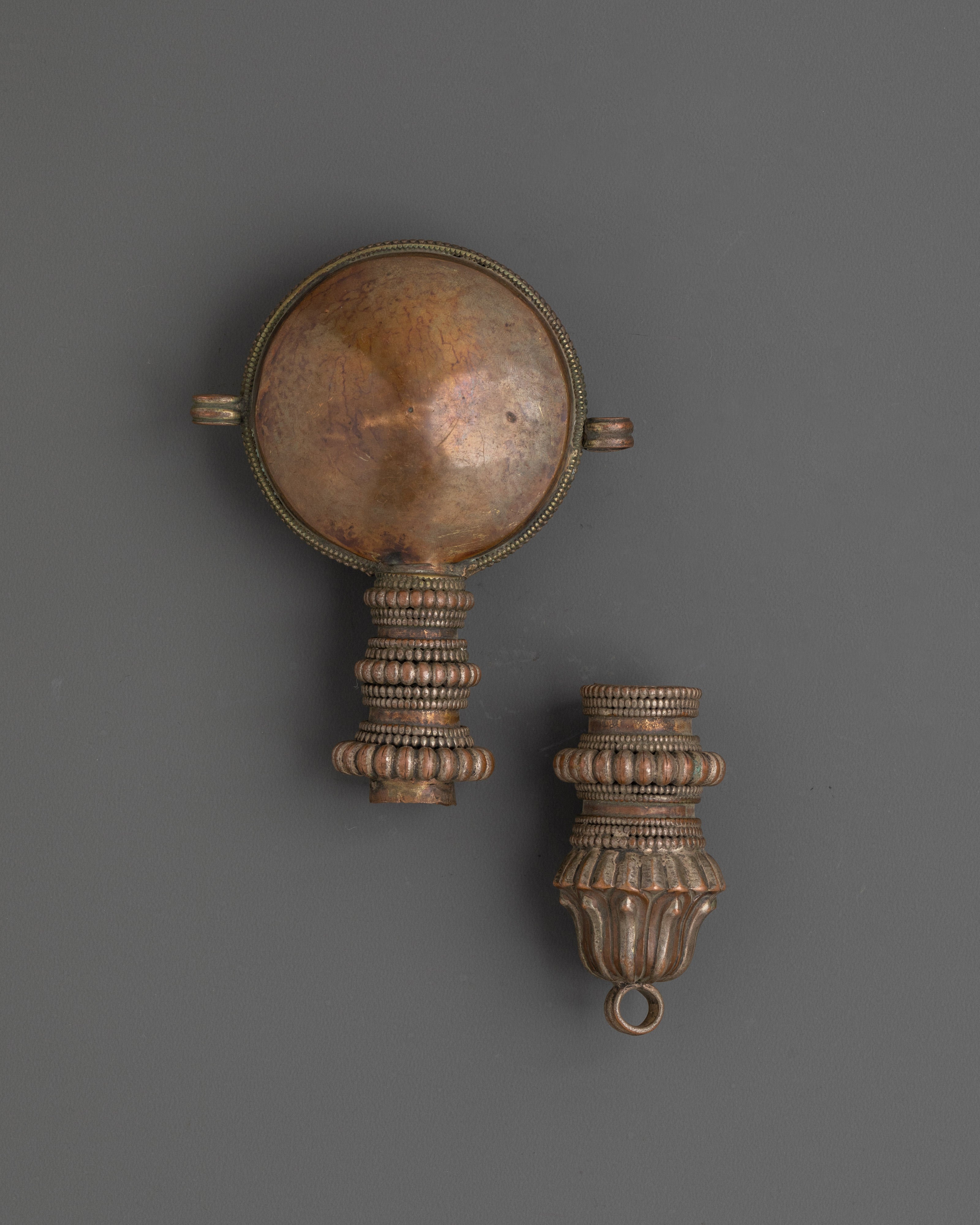 Handcrafted Snuff Bottle | Unique Oxidized Copper Decorative Piece