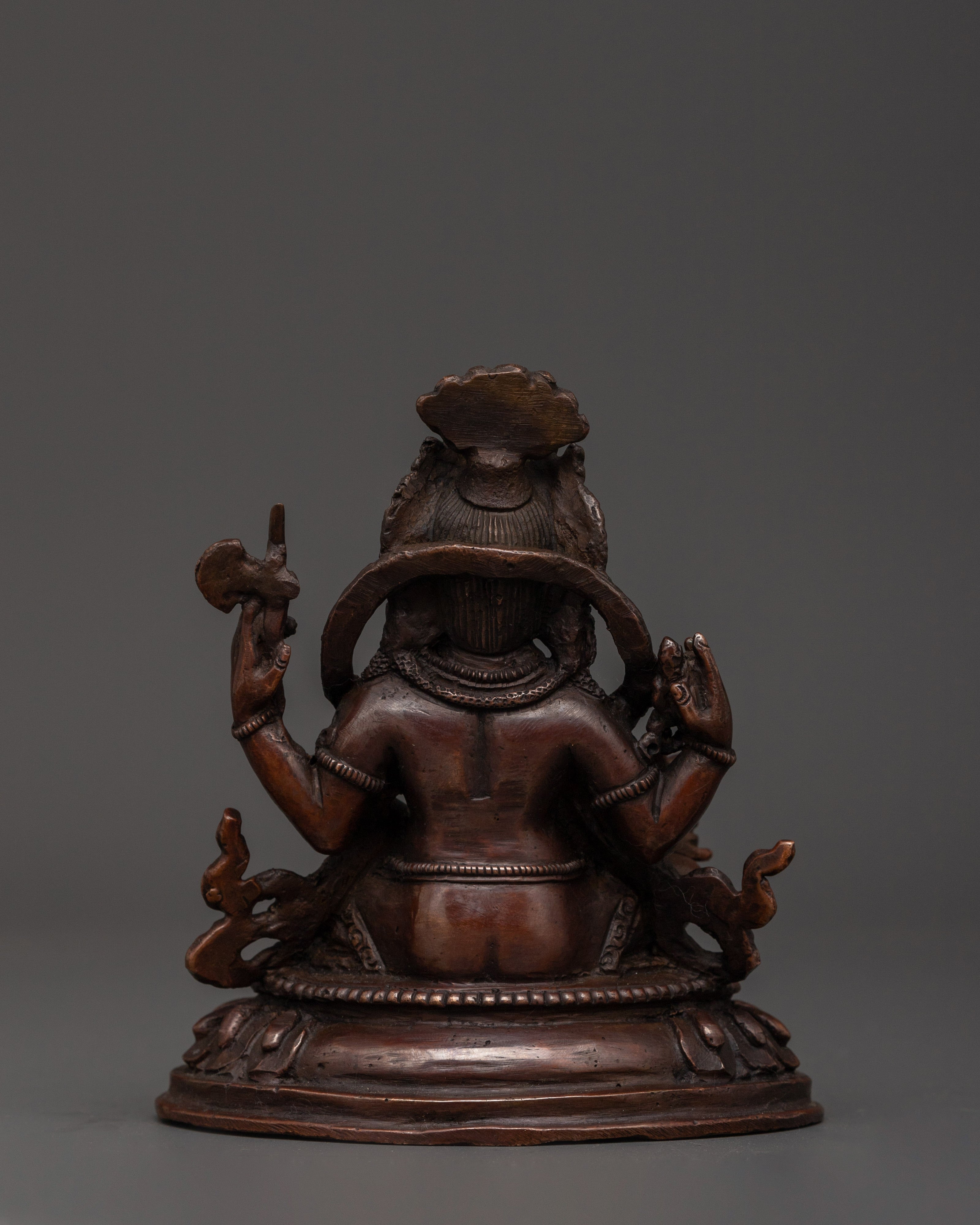 Lord Ganesh Oxidized Copper Hindu Deity Sculpture | Remover of Obstacles, Prosperity and Wisdom Symbol